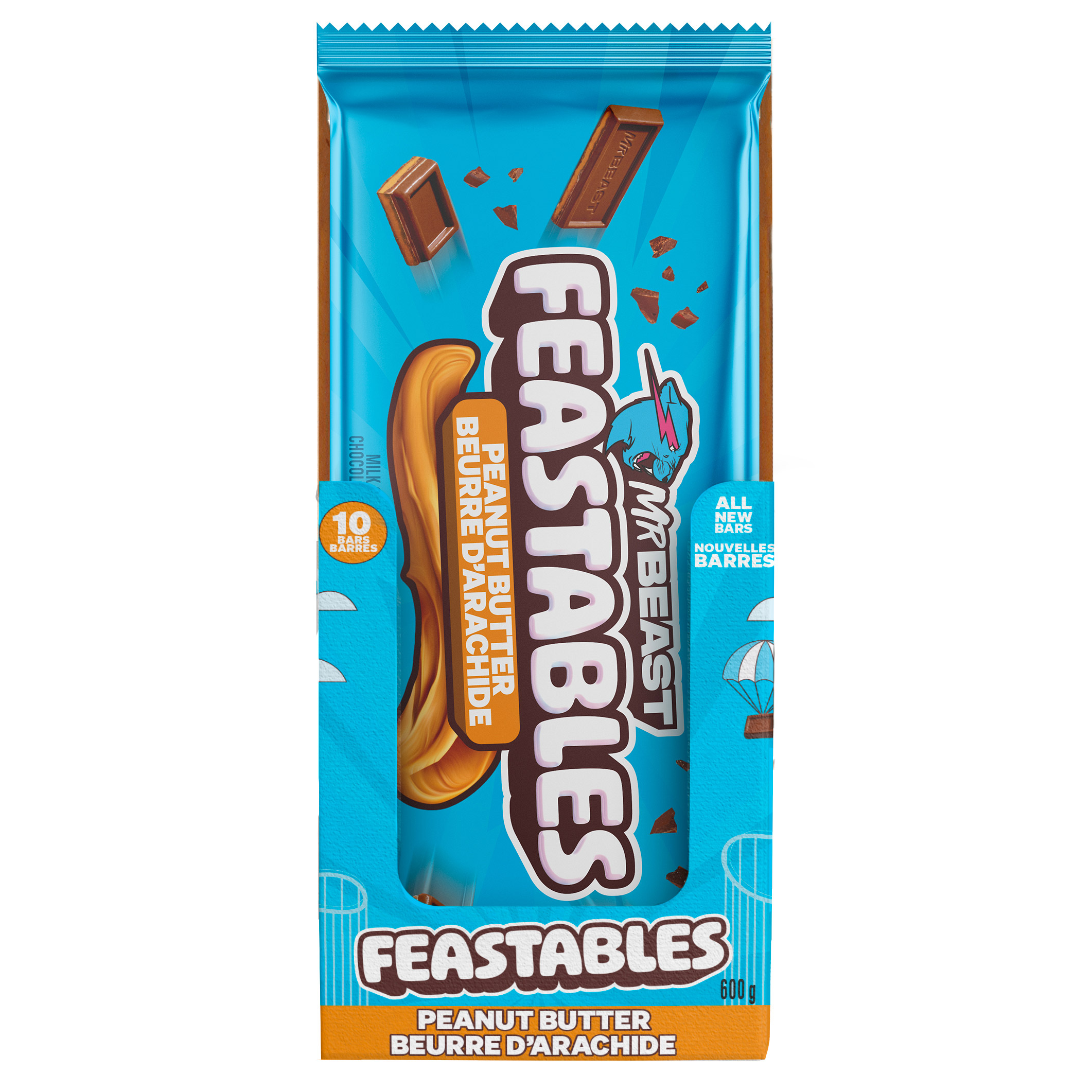 Mr.Beast Feastables Peanut Butter, 10 × 60 g