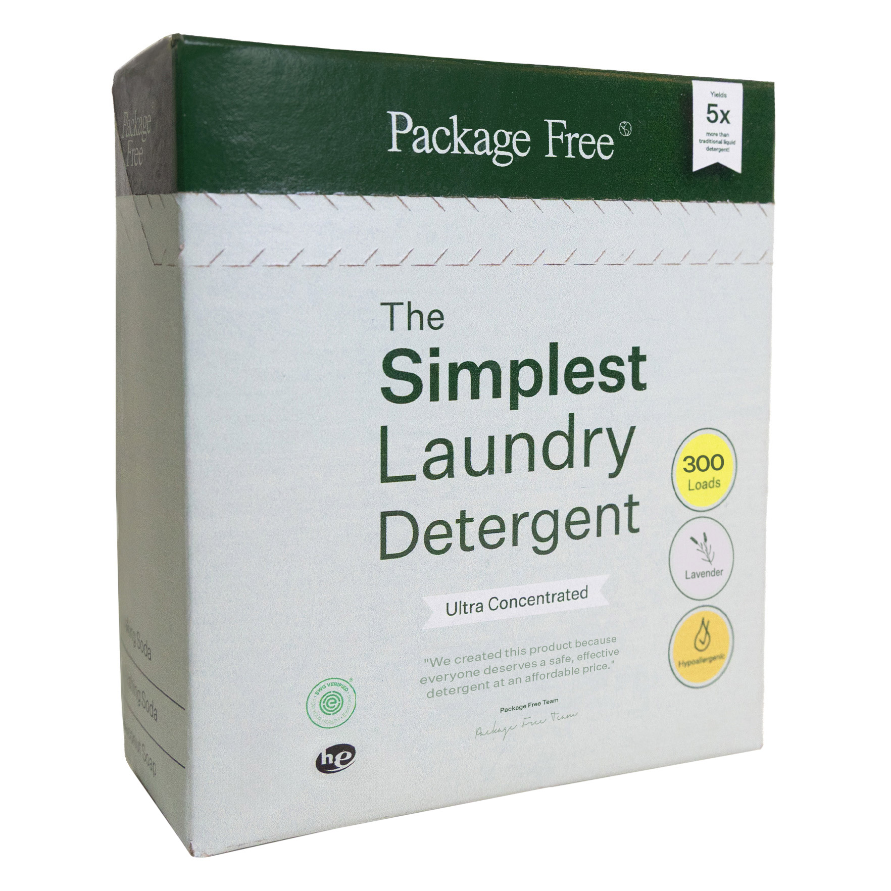 Package Free The Simplest Powder Laundry Detergent  Lavender  300 Loads  158 oz
