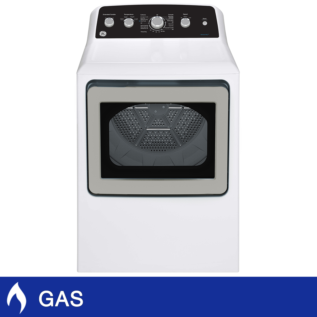 GE 7.2 cu ft. White Top Load Gas Dryer with SaniFresh Cycle