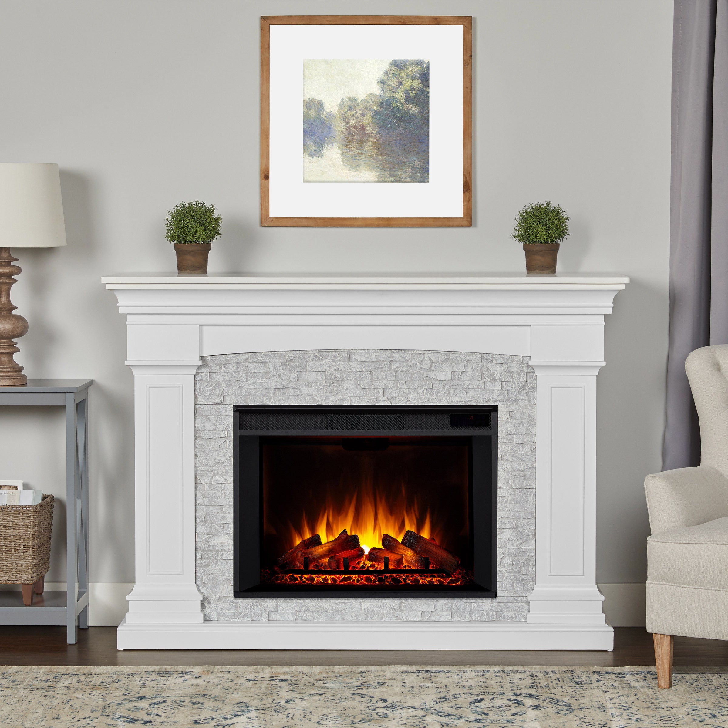 reina コンパクト Real Flame Deland Grand Electric Fireplace | Costco