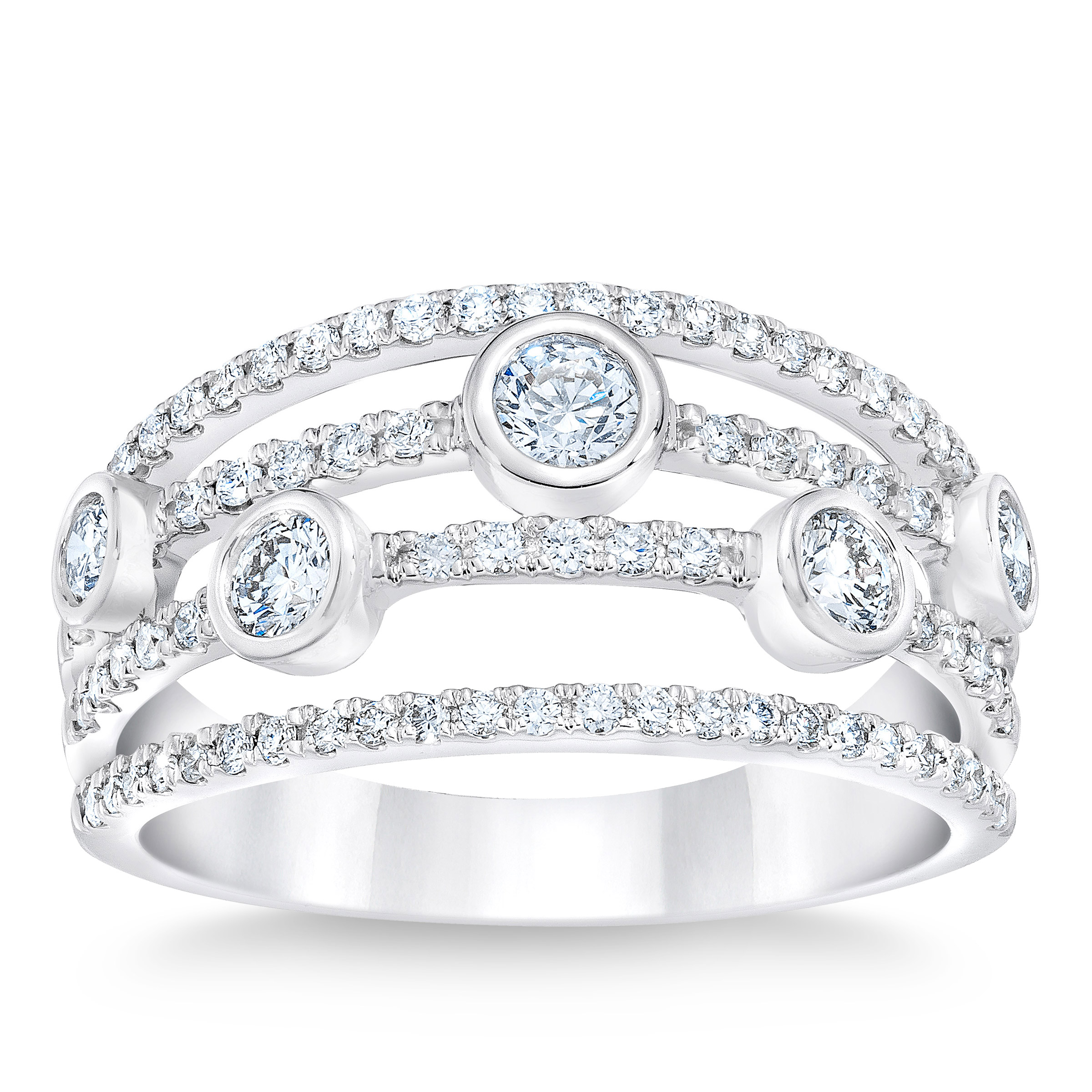 Round Brilliant 0.78 ctw VS2 Clarity  I Color Diamond 14kt White Gold Band