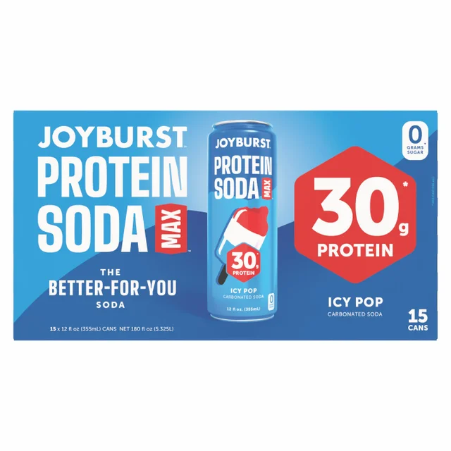 JOYBURST PROTEIN SODA ICY POP, 30G PROTEIN 12 FL OZ/15 PK