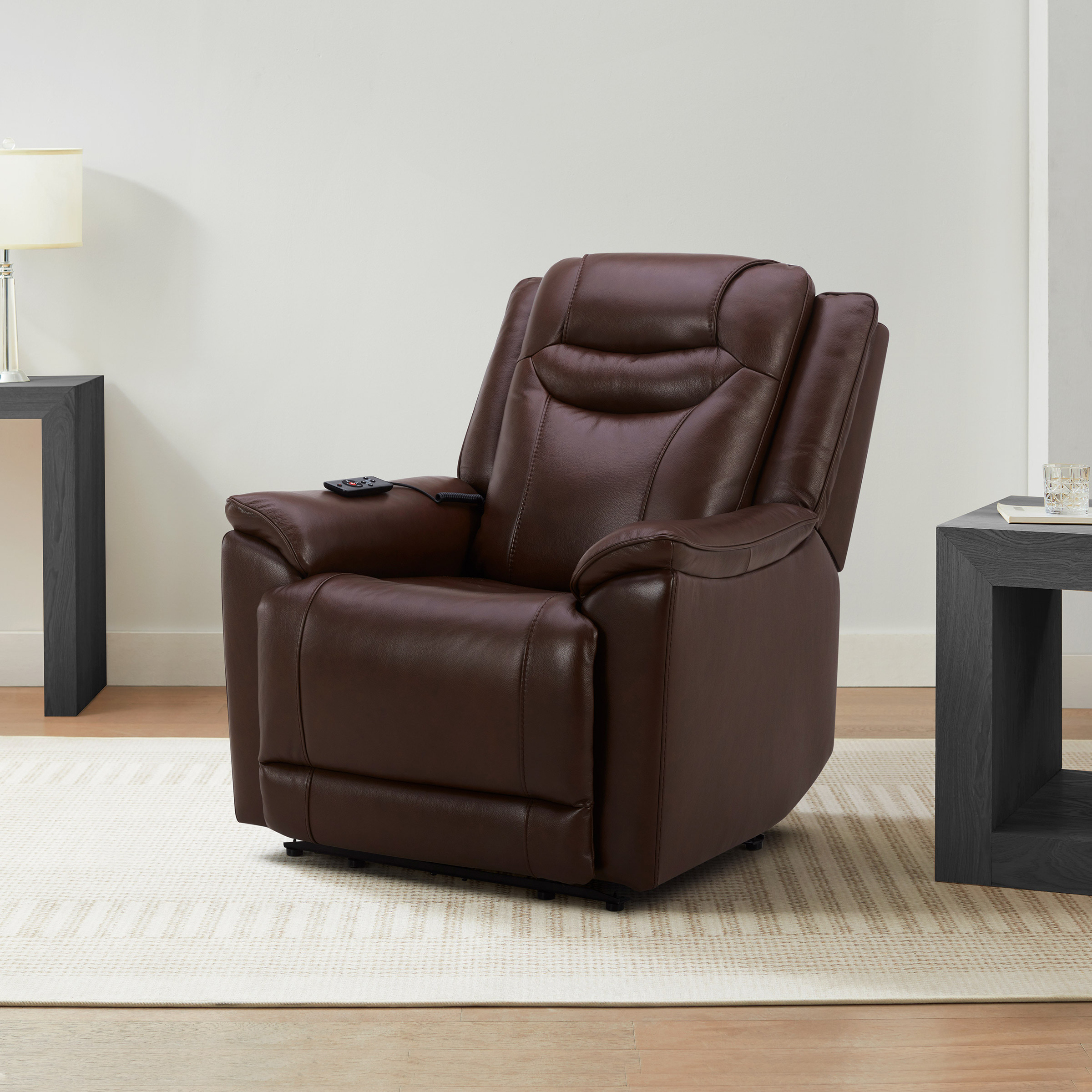Gilman Creek – Top-grain Leather Power Recliner with Power Headrest, Heated Lumbar, Air Cell Massage, and CloudZero Recline