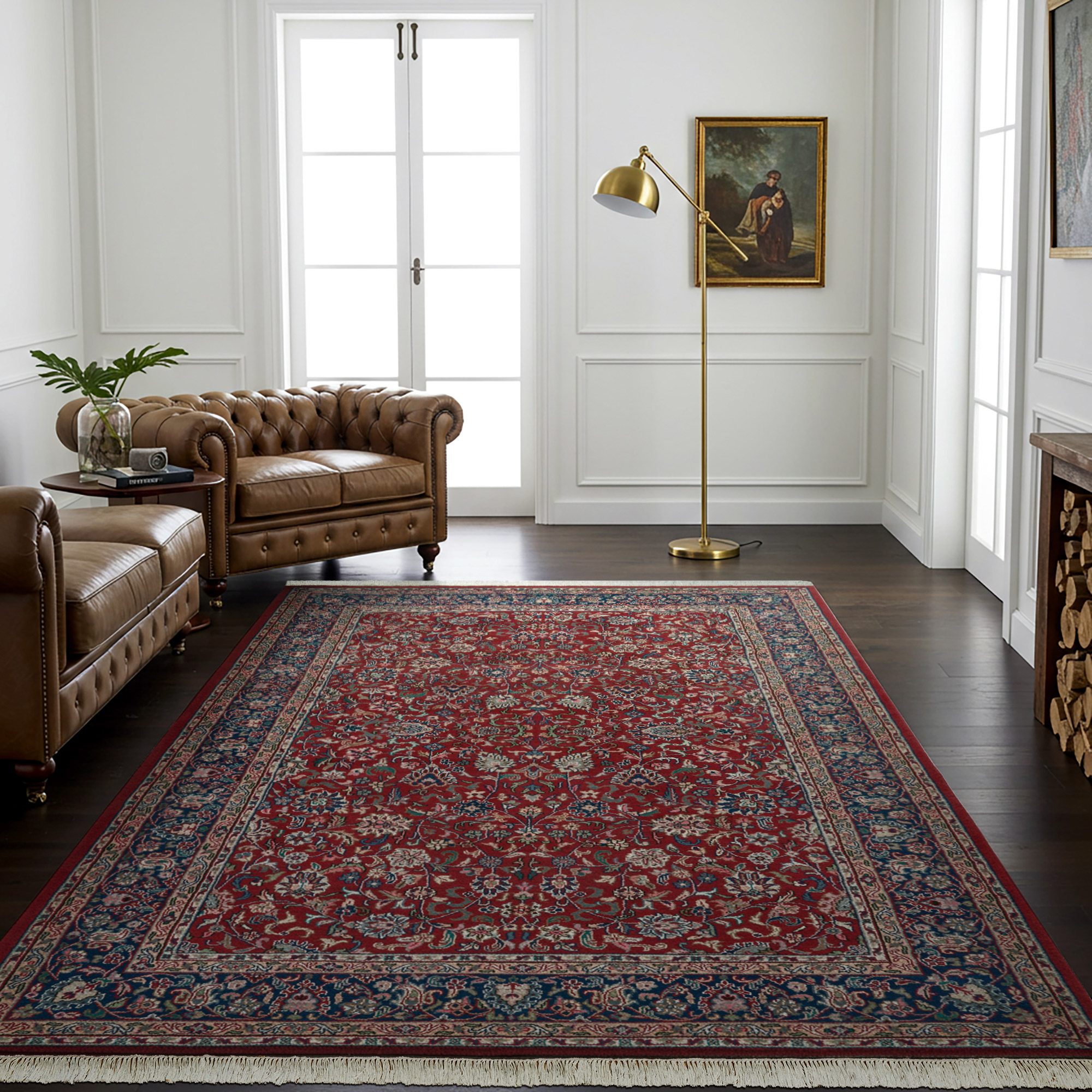Chatsworth Hand Knotted Rug Collection  Penshurst Openfield  Red Navy