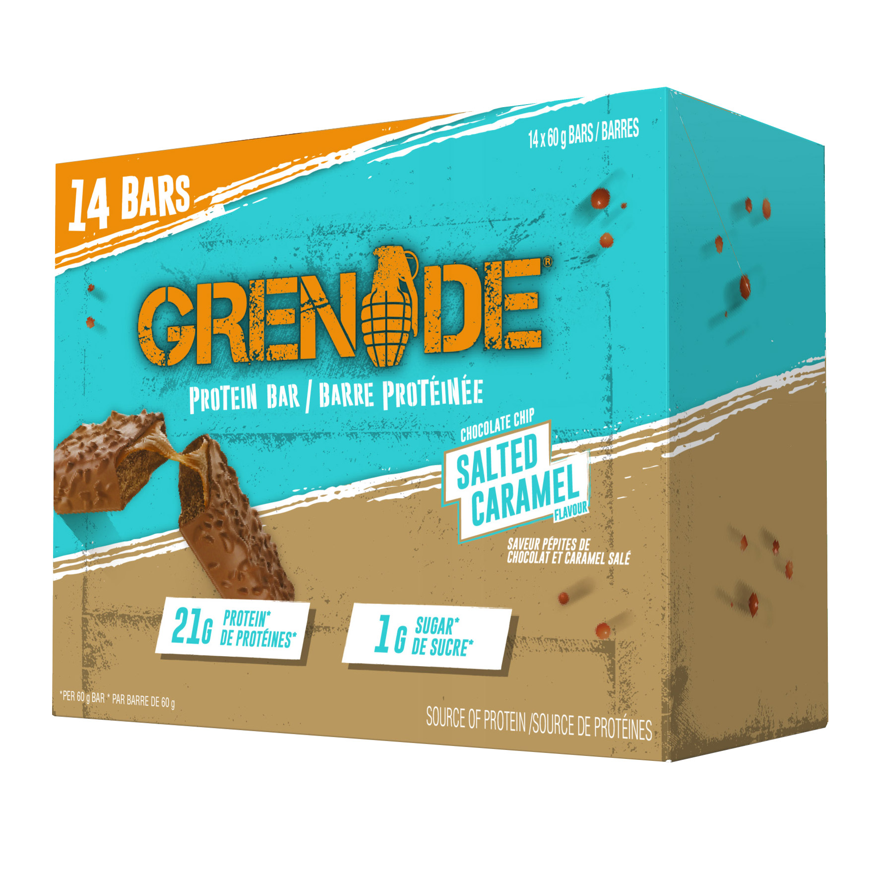 Grenade Chocolate Chip Salted Caramel Flavoured Protein Bars, 14 × 60 g