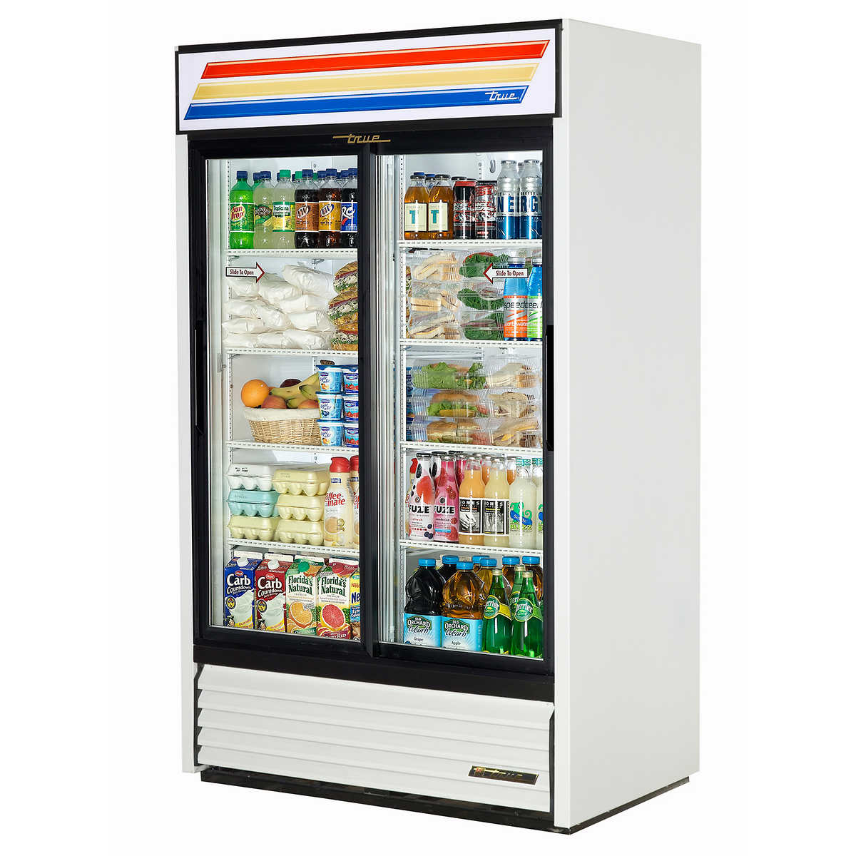 True 48 in (41 ft³) White 2 Sliding Door Refrigerator