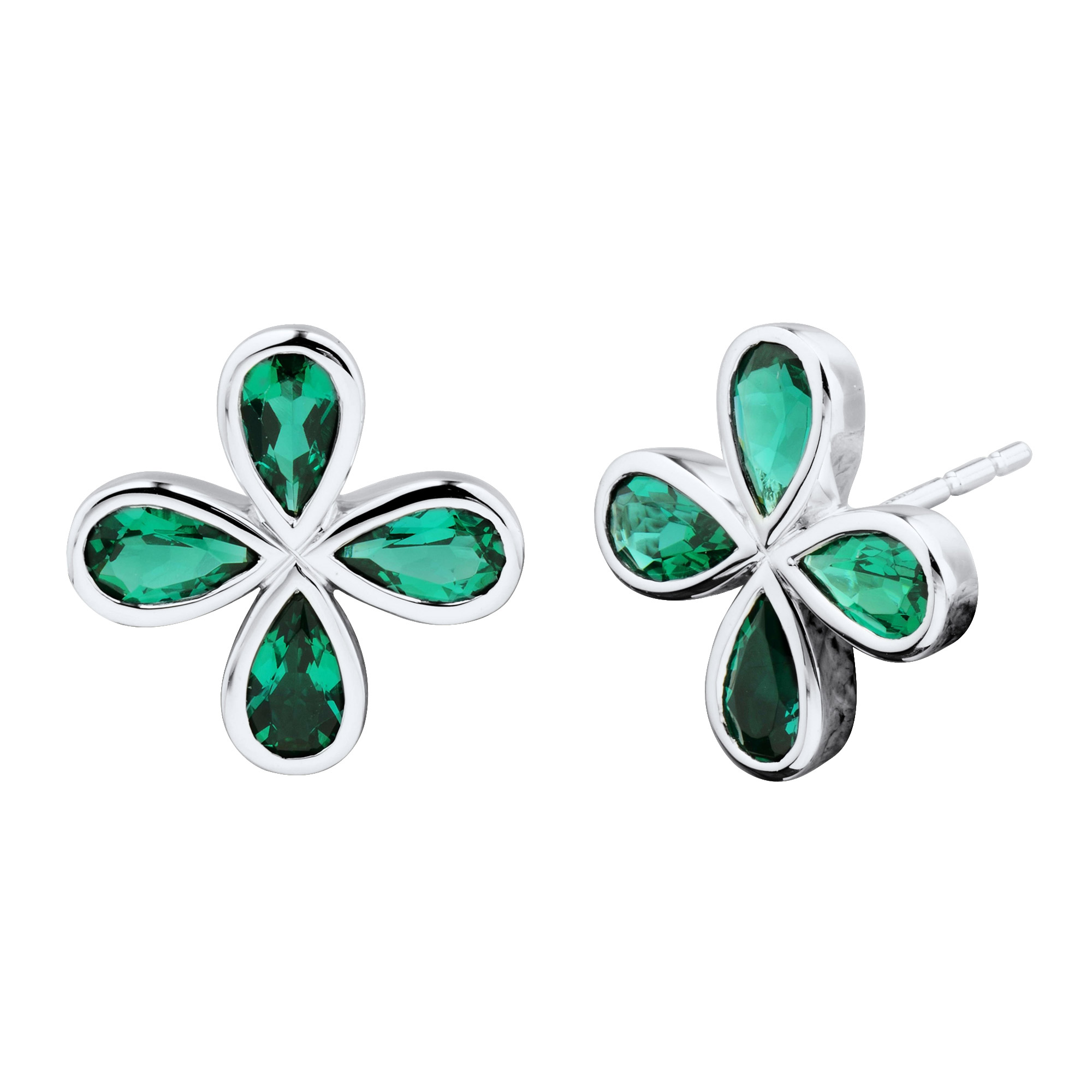 Pear Cut Lab Created Emerald Earrings