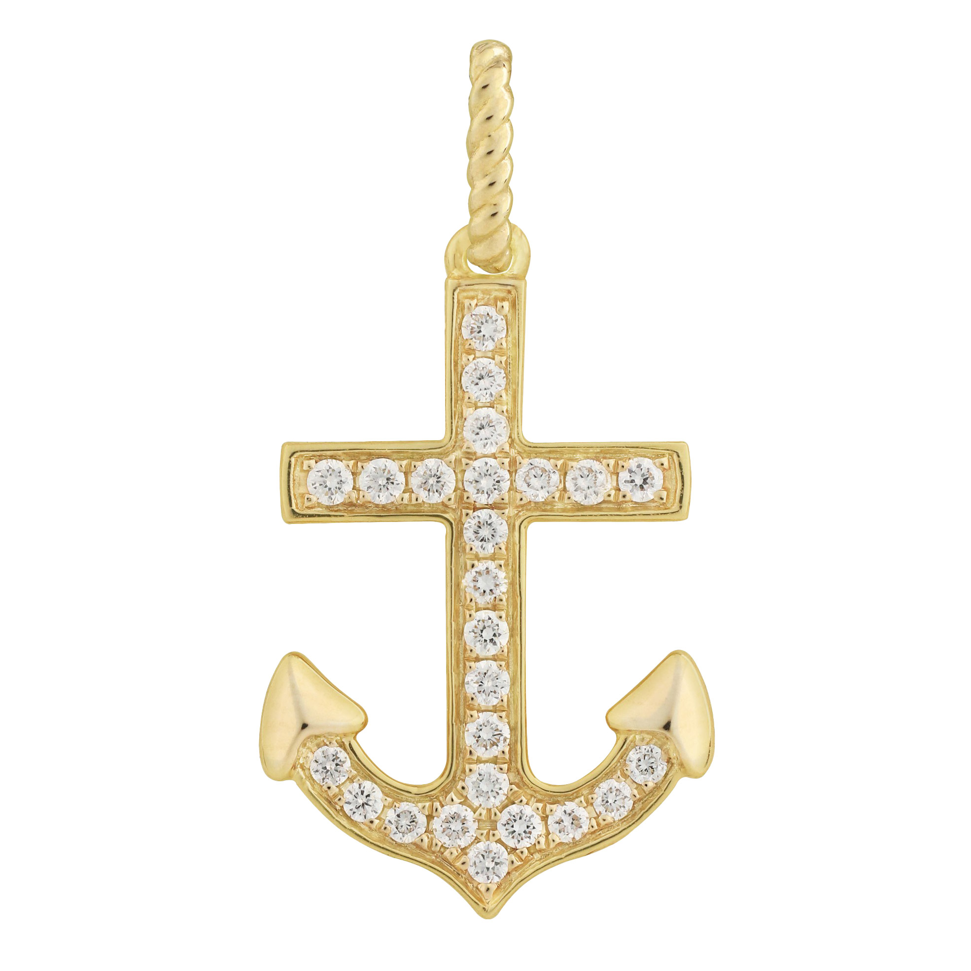 Honolulu Jewelry 14kt Yellow Gold Diamond Anchor