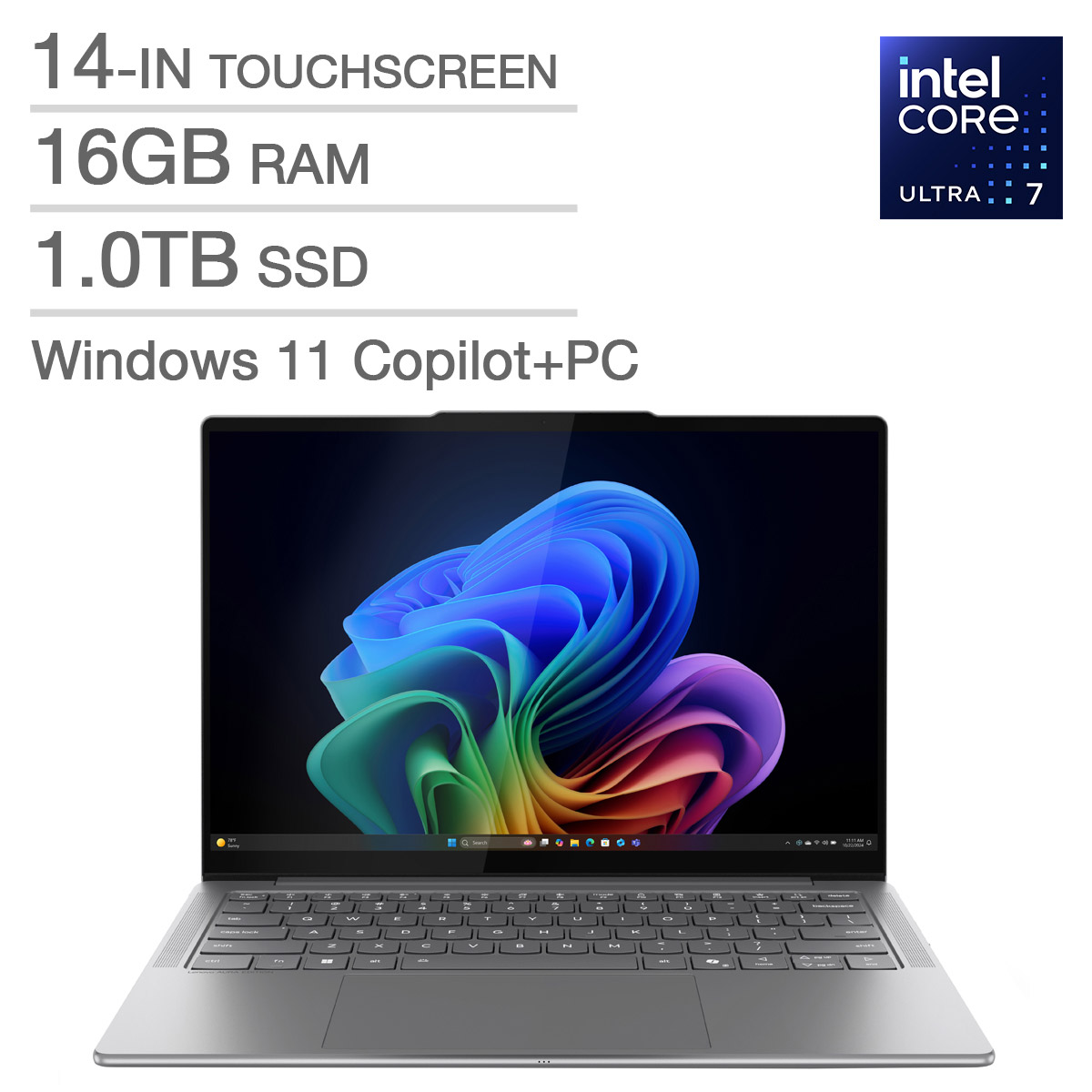 Lenovo Slim 7i  Copilot+ PC 14-in Touchscreen OLED Laptop, Intel Core Ultra 7 256V - 16GB RAM, 1TB SSD