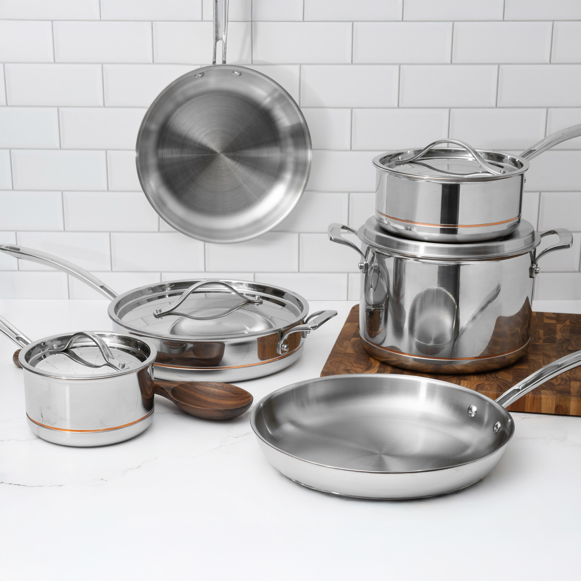 Kirkland Signature 5-ply Clad Stainless Cookware Set, 10-pieces