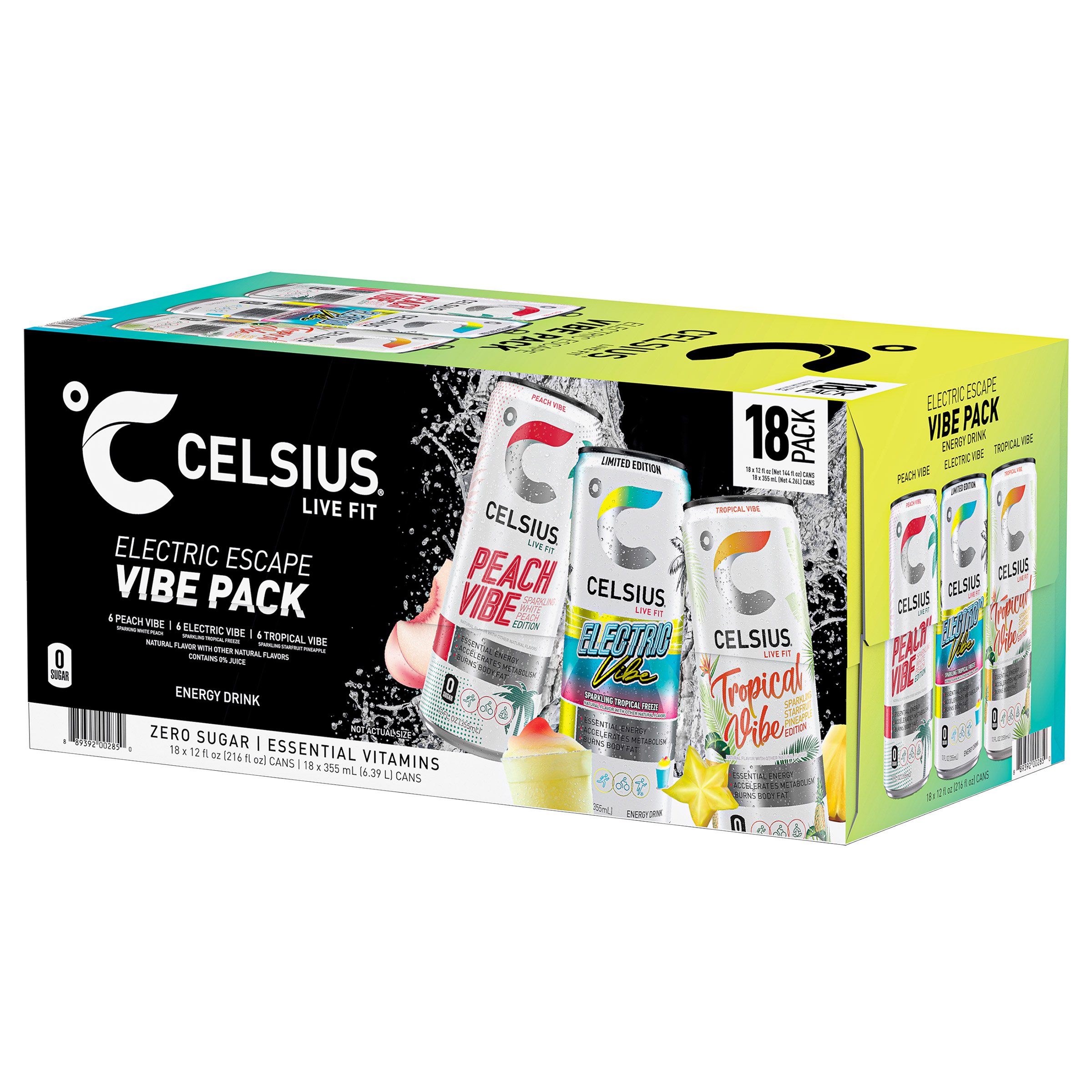 Celsius Vibe Energy Drink, Variety Pack, 12 fl oz, 18-count | Costco