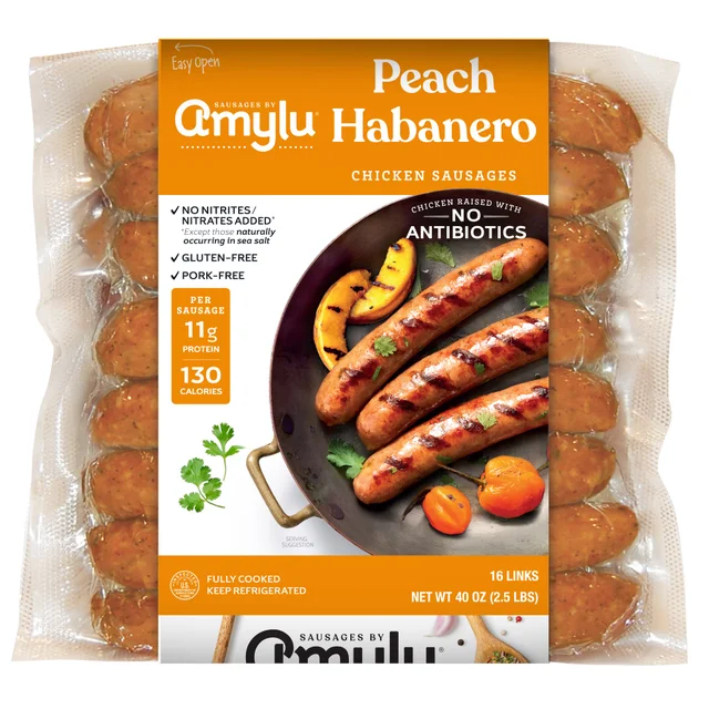 AMYLU PEACH HABANERO CHICKEN SAUSAGE 2.5 LB