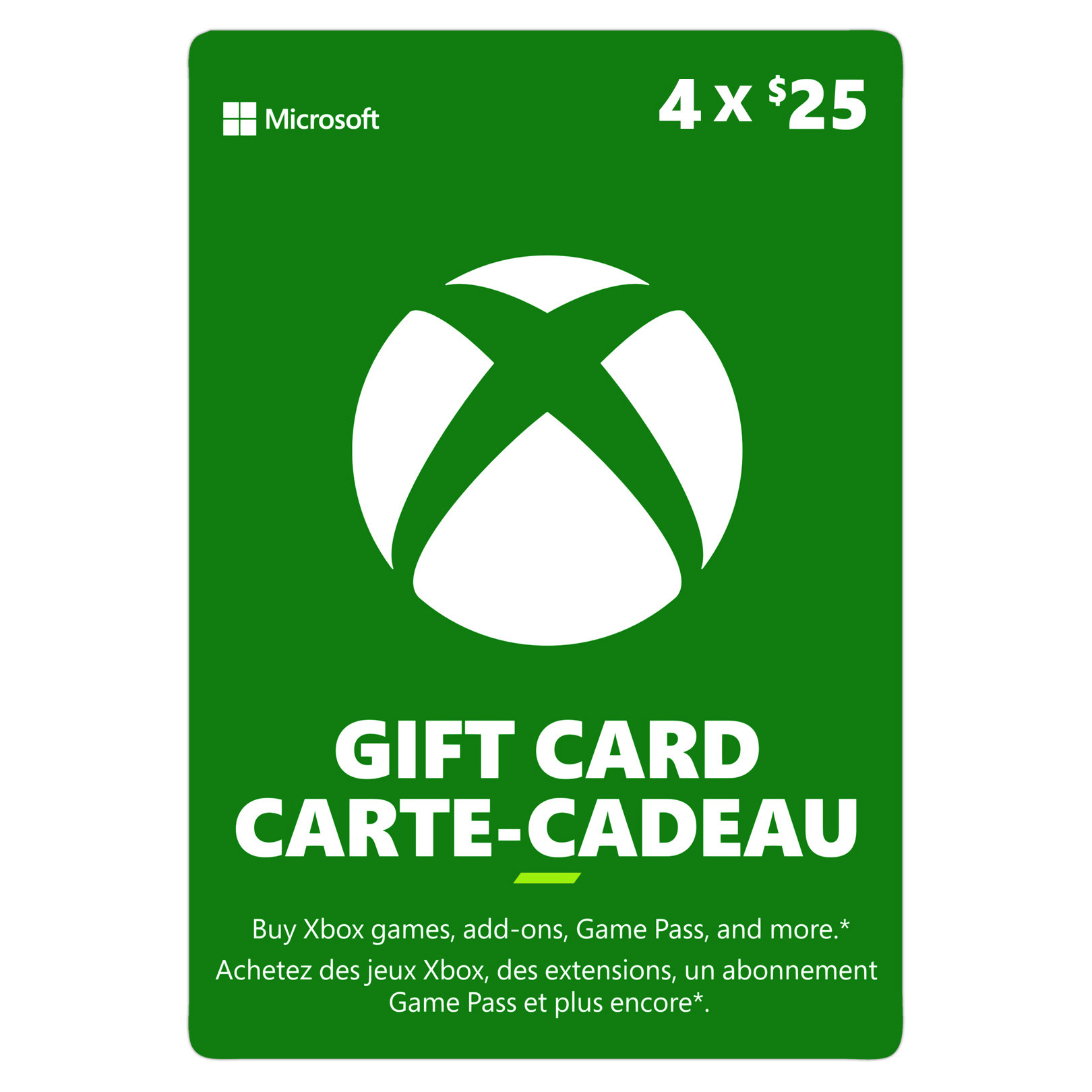 Xbox Live 4 x $25 Digital Gift Card