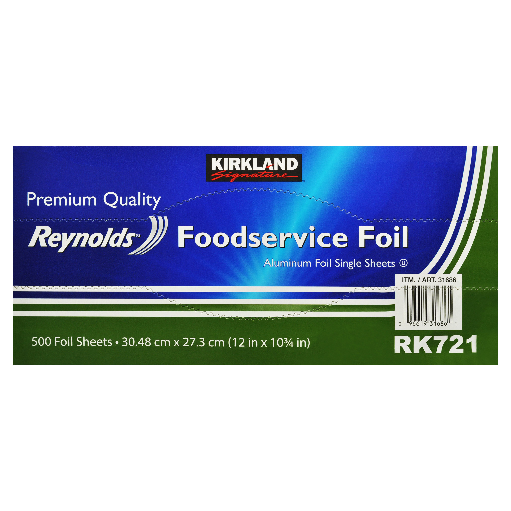 Kirkland Signature Reynolds Foodservice Aluminum Foil  Pre-Cut Single Sheets  500-count