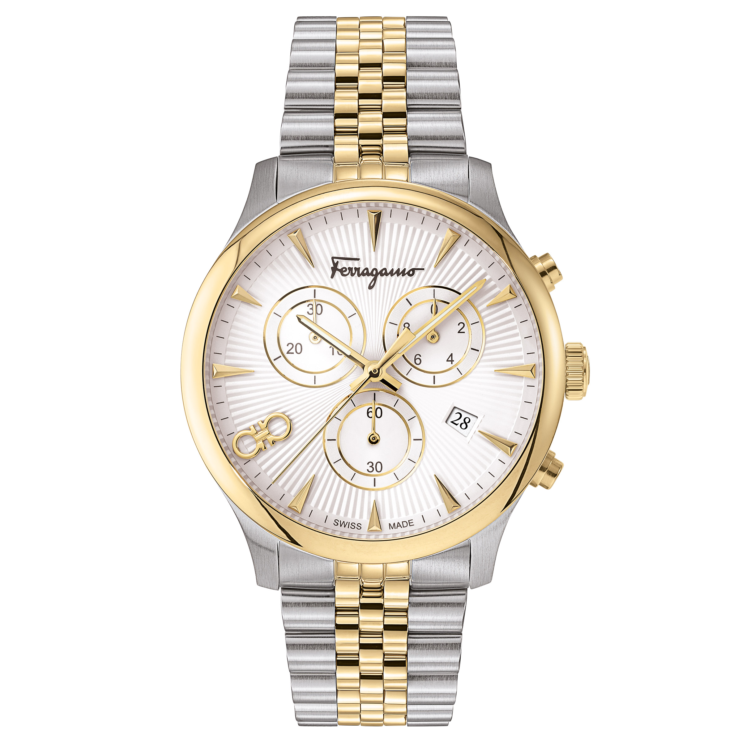 Ferragamo Duo Chrono White Silver-Tone Dial Men's Watch