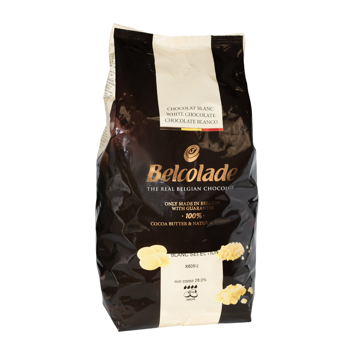 Belcolade 28% White Chocolate Drops, 5 kg