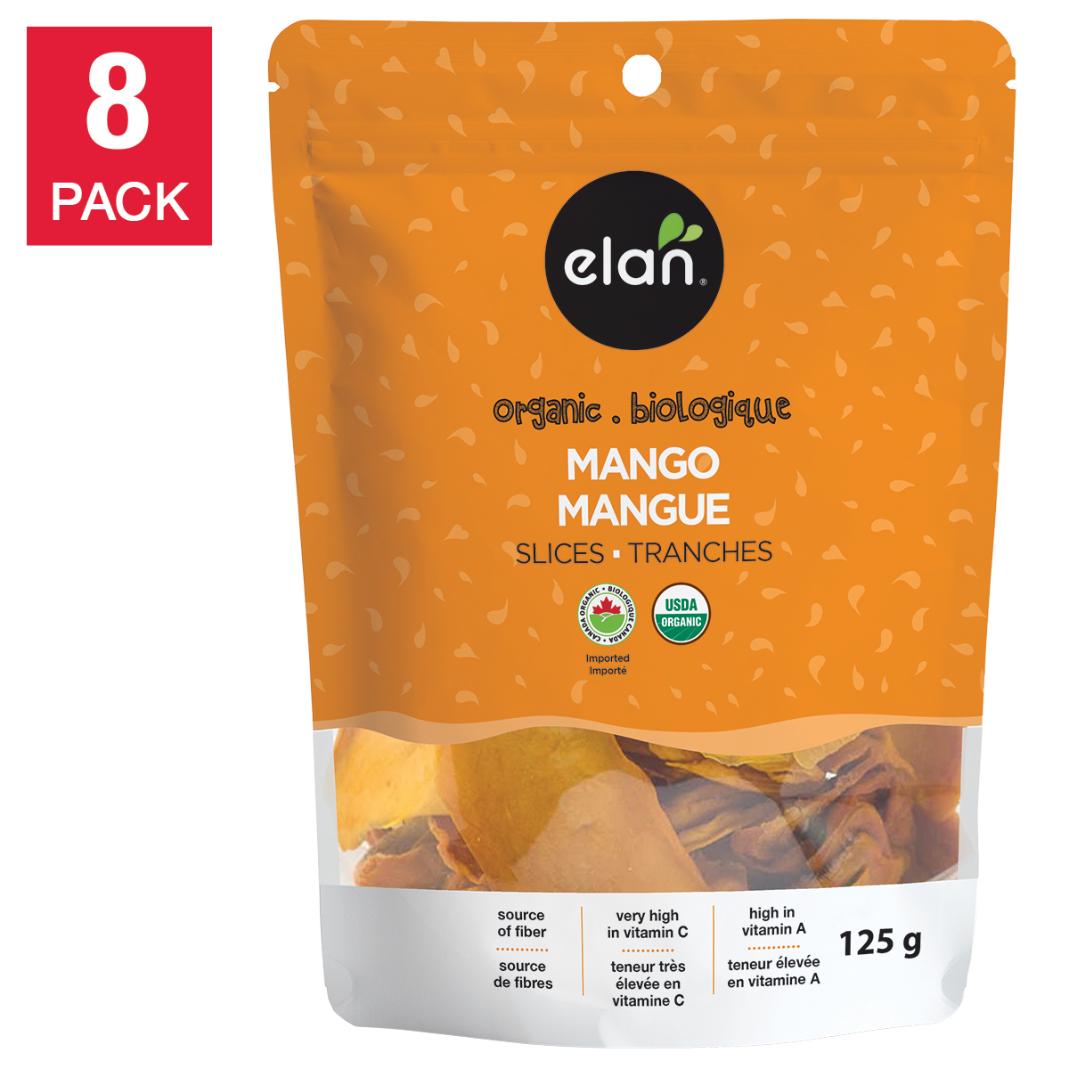 [$8 OFF] Elan Organic Mango Slices, 125 g (0.28 lb), 8-pack