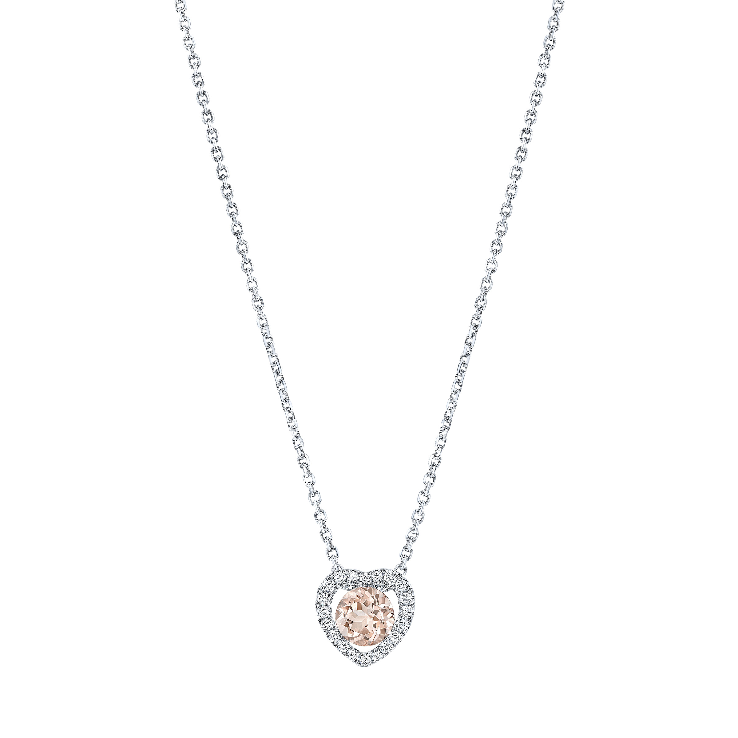 Morganite and Diamond 14kt White Gold Heart Necklace Costco