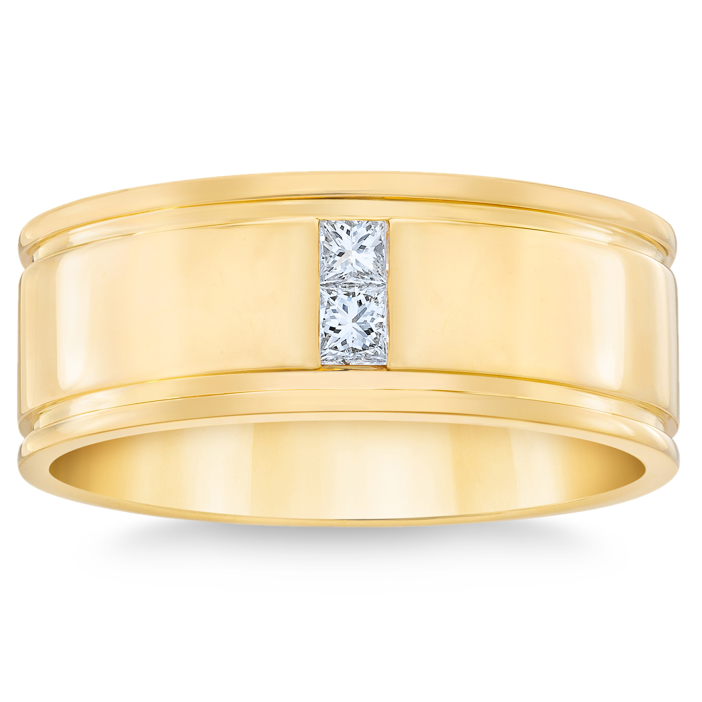 Princess Cut 0.20 ctw VS2 Clarity  I Color Diamond 14kt Gold Men's Band