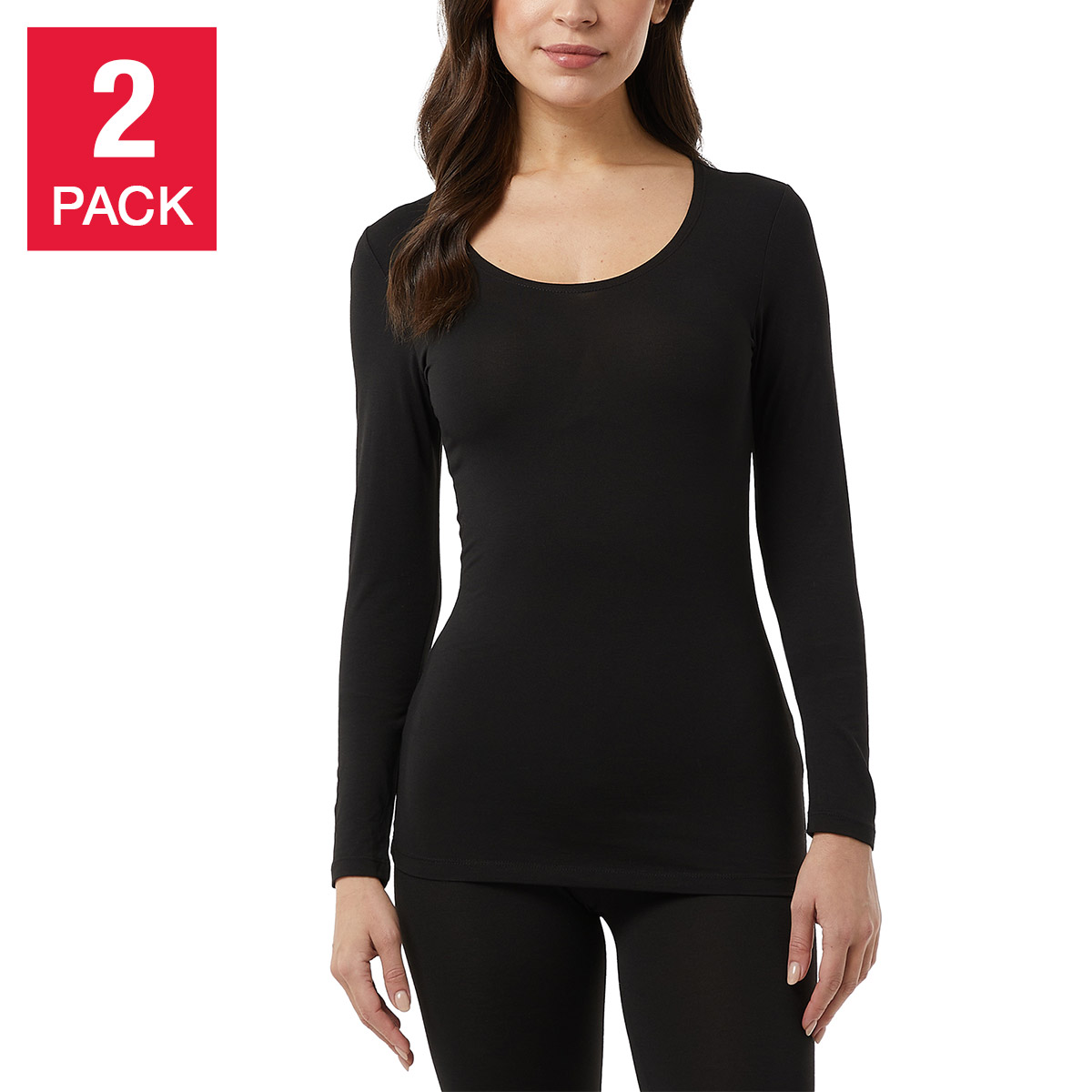 32 Degrees Women's Eco Heat Long Sleeve Baselayer Top, 2-pack