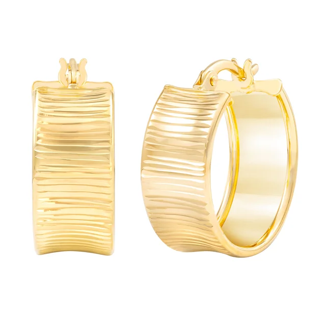14KT YELLOW GOLD DESIGN HOOP EARRINGS