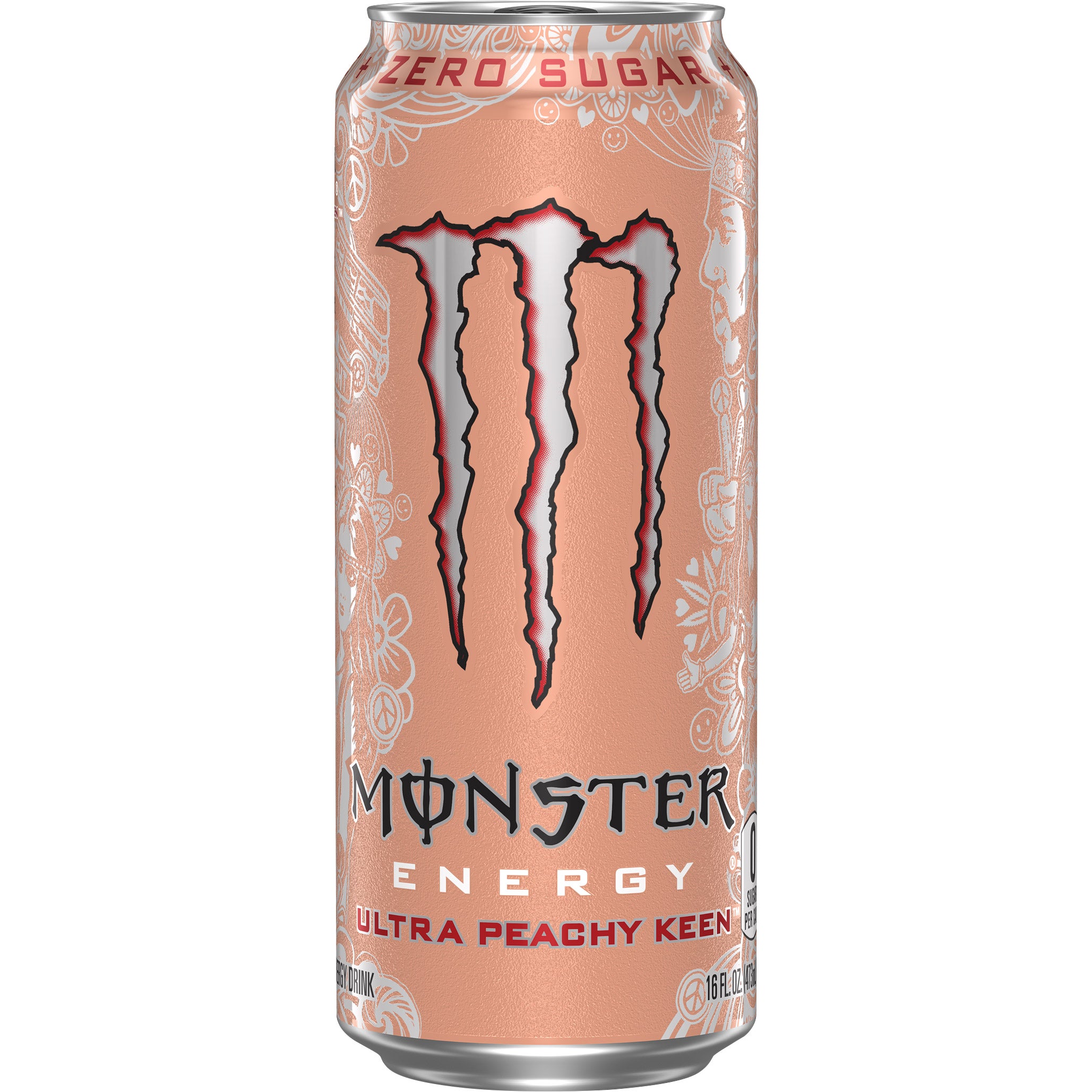 Monster Energy Drink, Zero Sugar, Ultra Peachy Keen, 16 fl oz, 24
