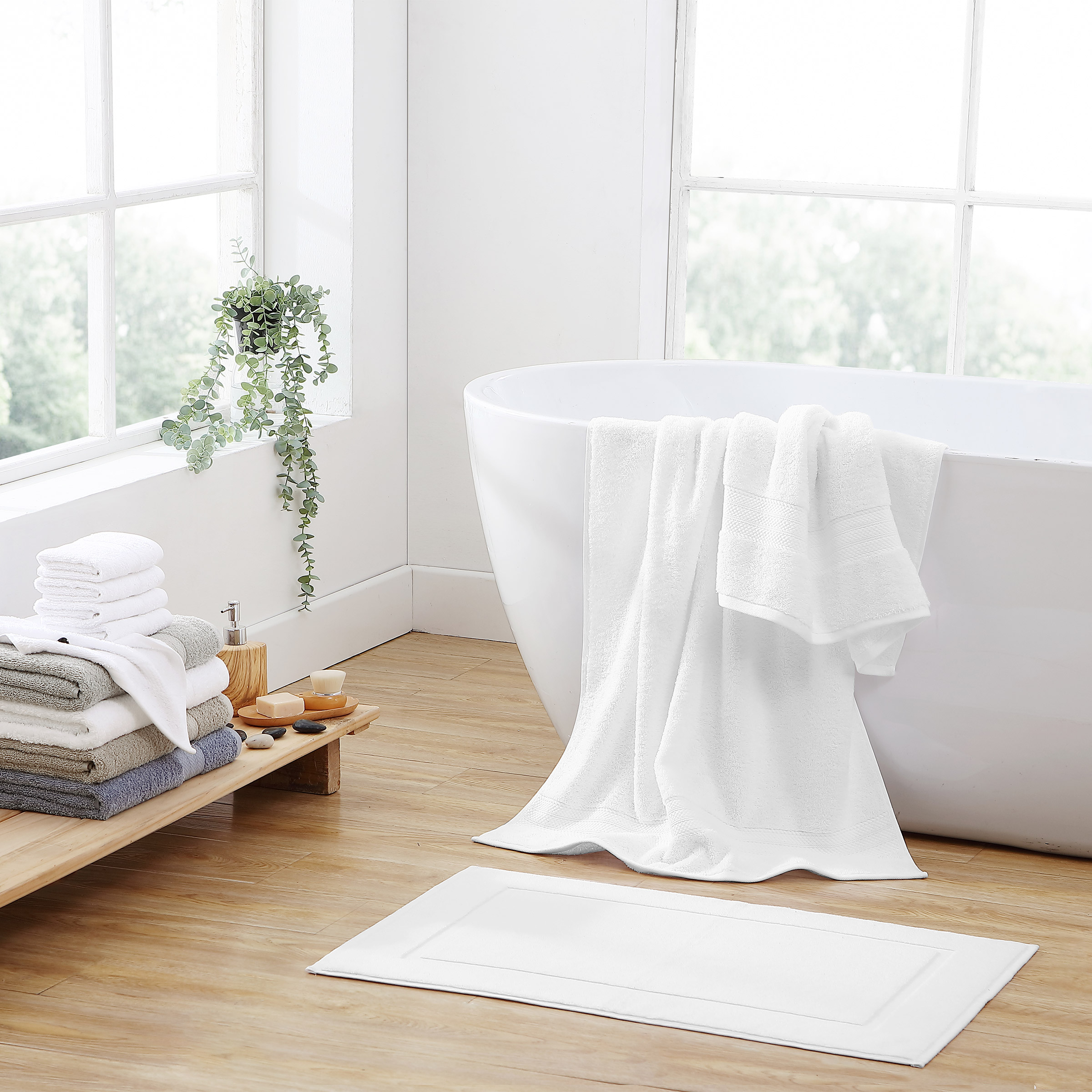Low Twist Luxury 30-piece 100% Cotton Towel and Bath Mat Set
