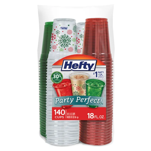 Hefty Party Perfect, Variety Holiday Cups, 18 fl oz, 140-count
