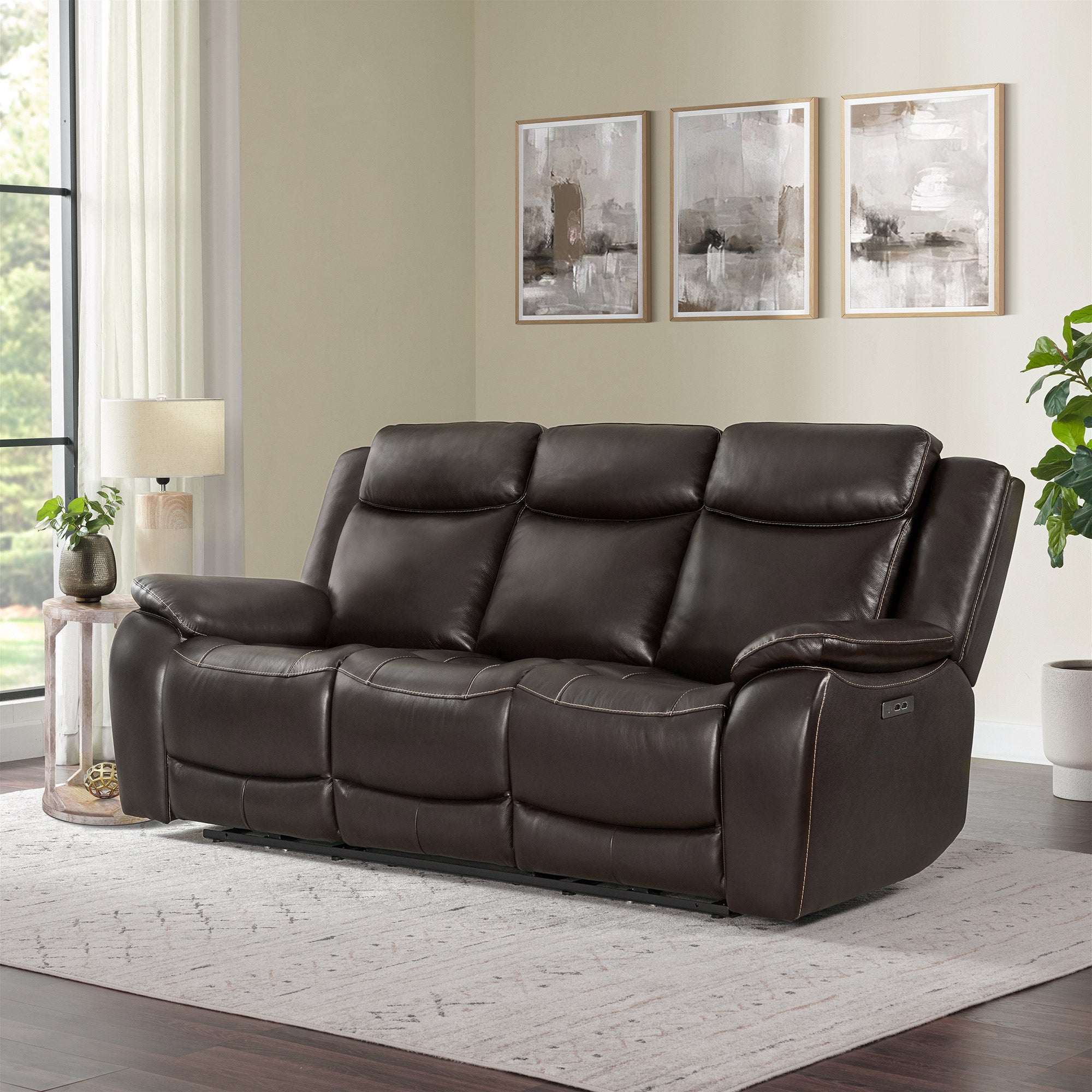 Harvey Leather Power Reclining Sofa with Power Headrests | Costco