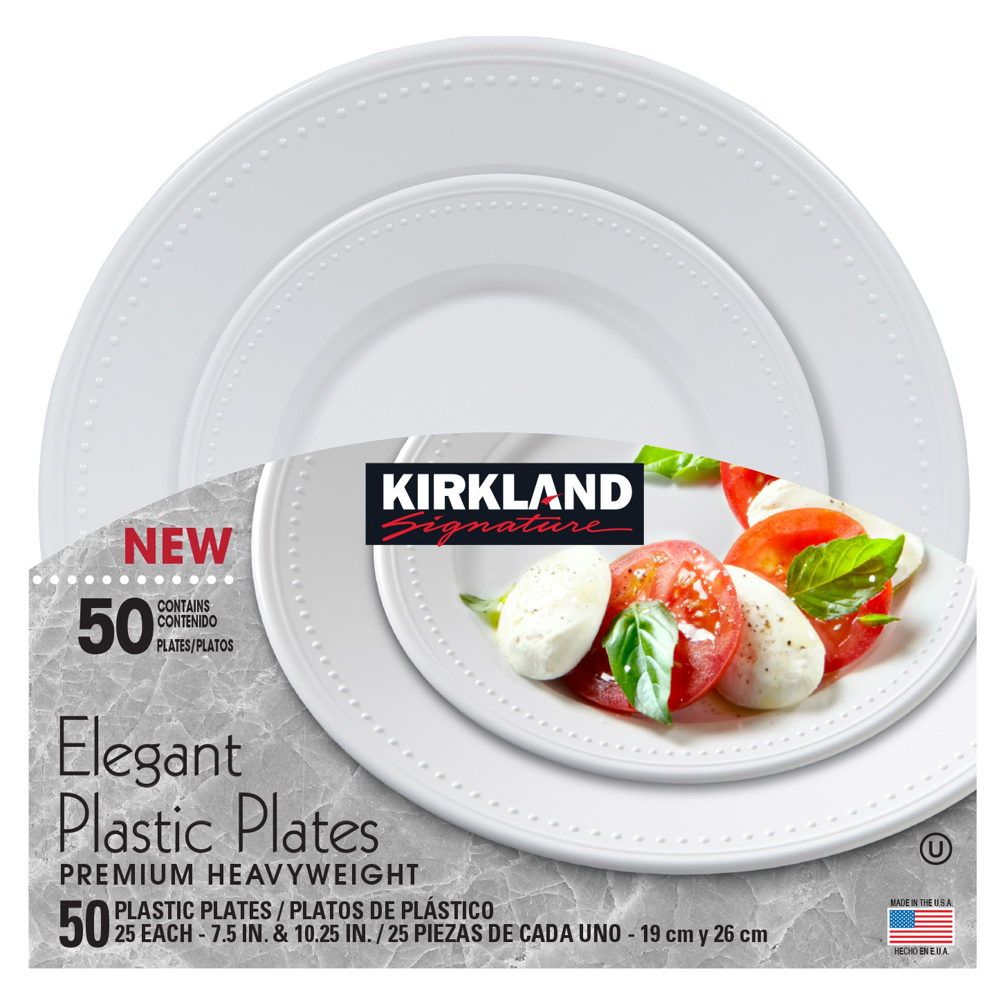 Kirkland Signature Elegant Plastic Plates  Variety Pack  White  50-count