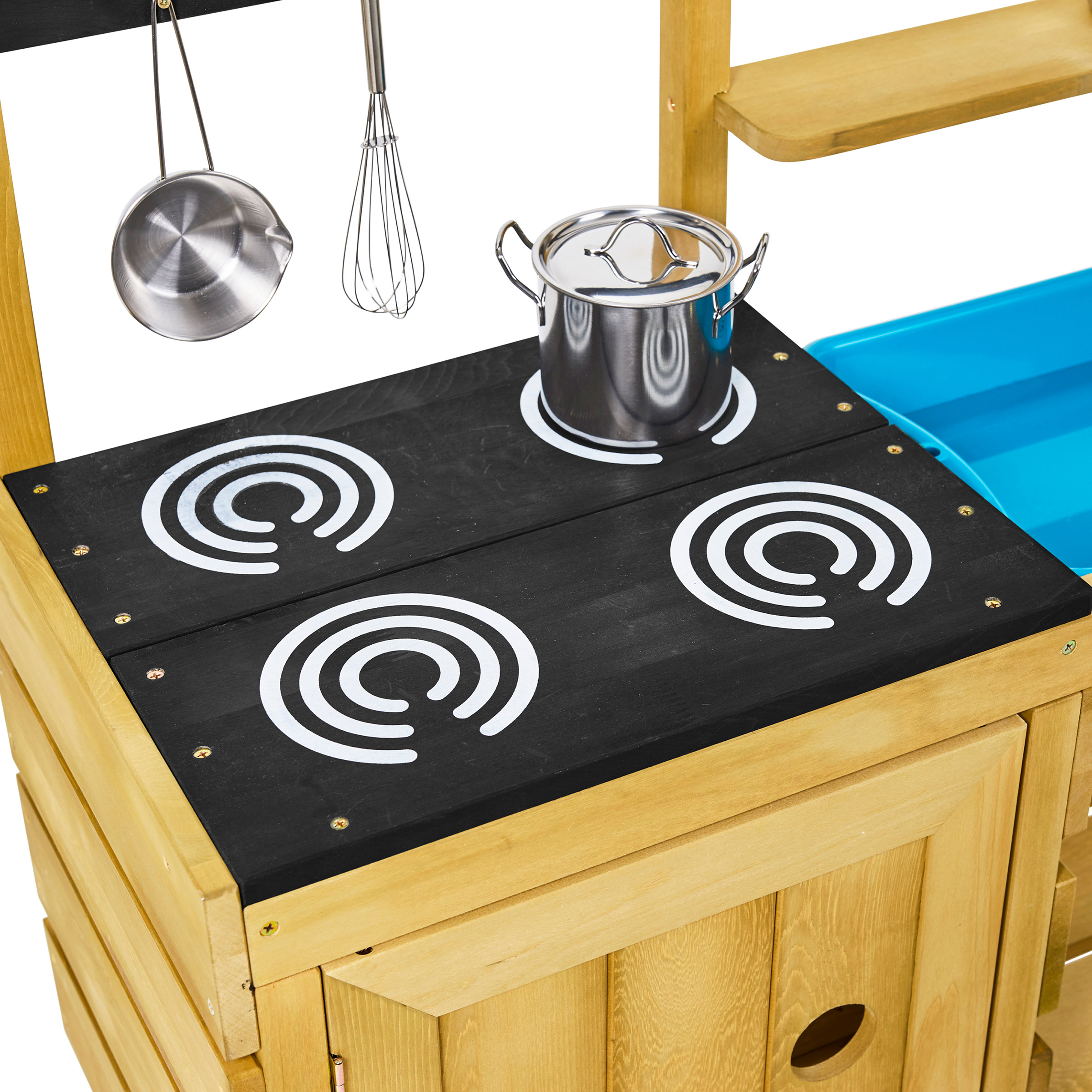TP Toys – Cuisine En Bois Early Fun, Avec Bassine, Plaque De Cuisson Et étagère – Jouet D'extérieur Pour Enfants Dès 3 Ans