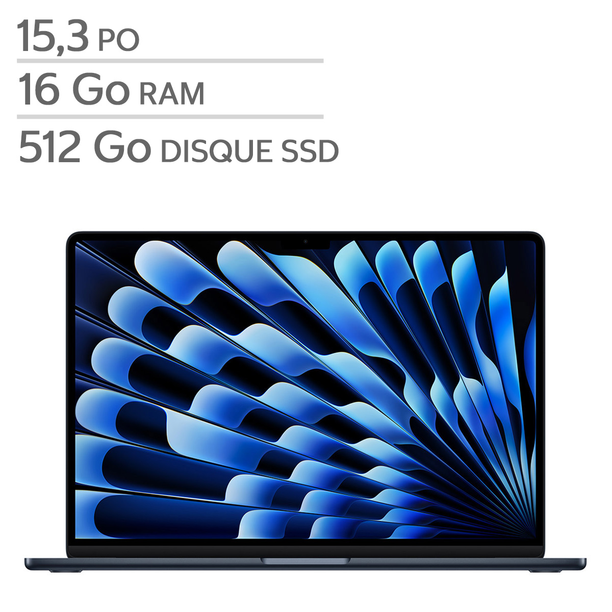 Apple - MacBook Air de 15,3 po, puce M5 d'Apple, 16 Go RAM, 512 Go