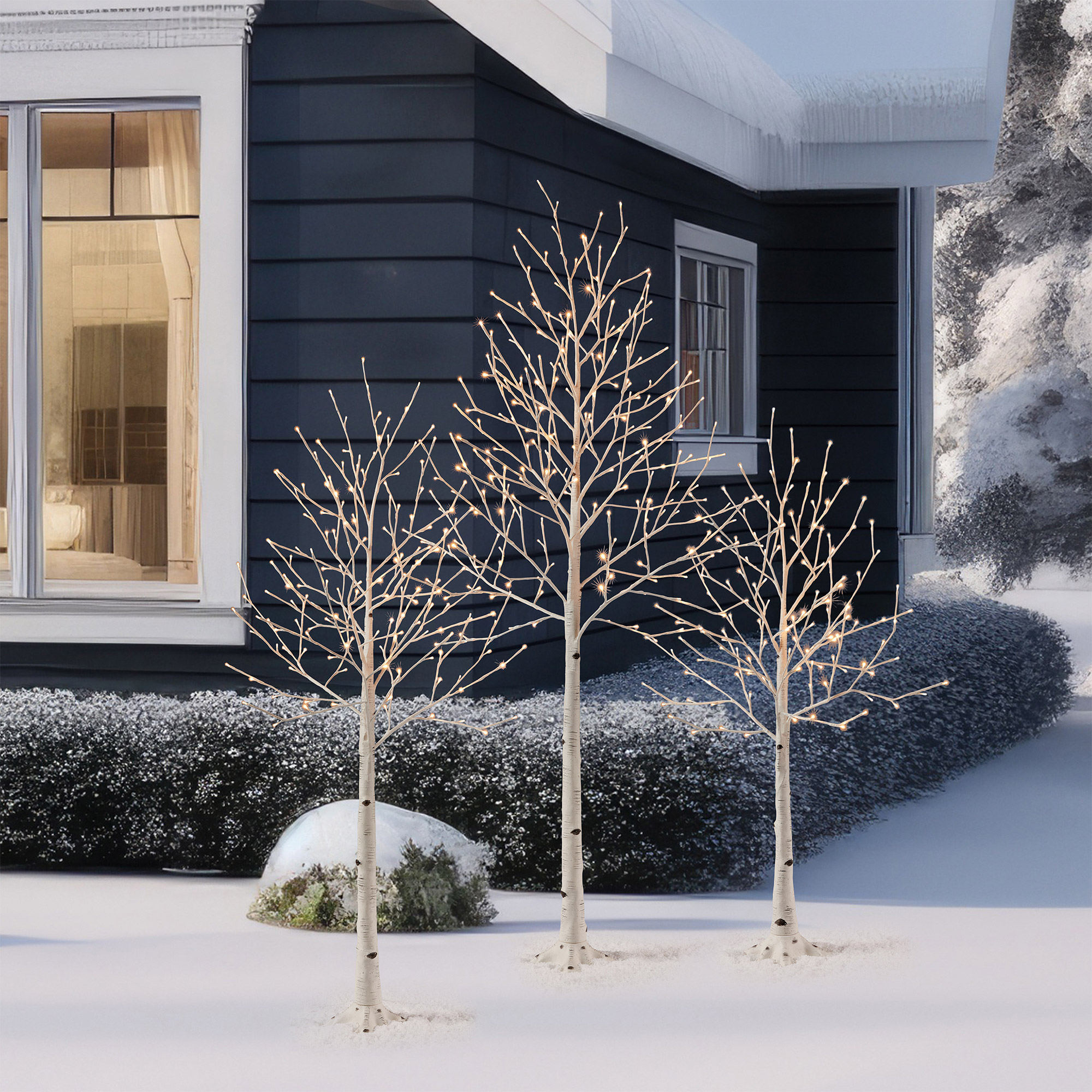Set of 3 LED Birch Trees