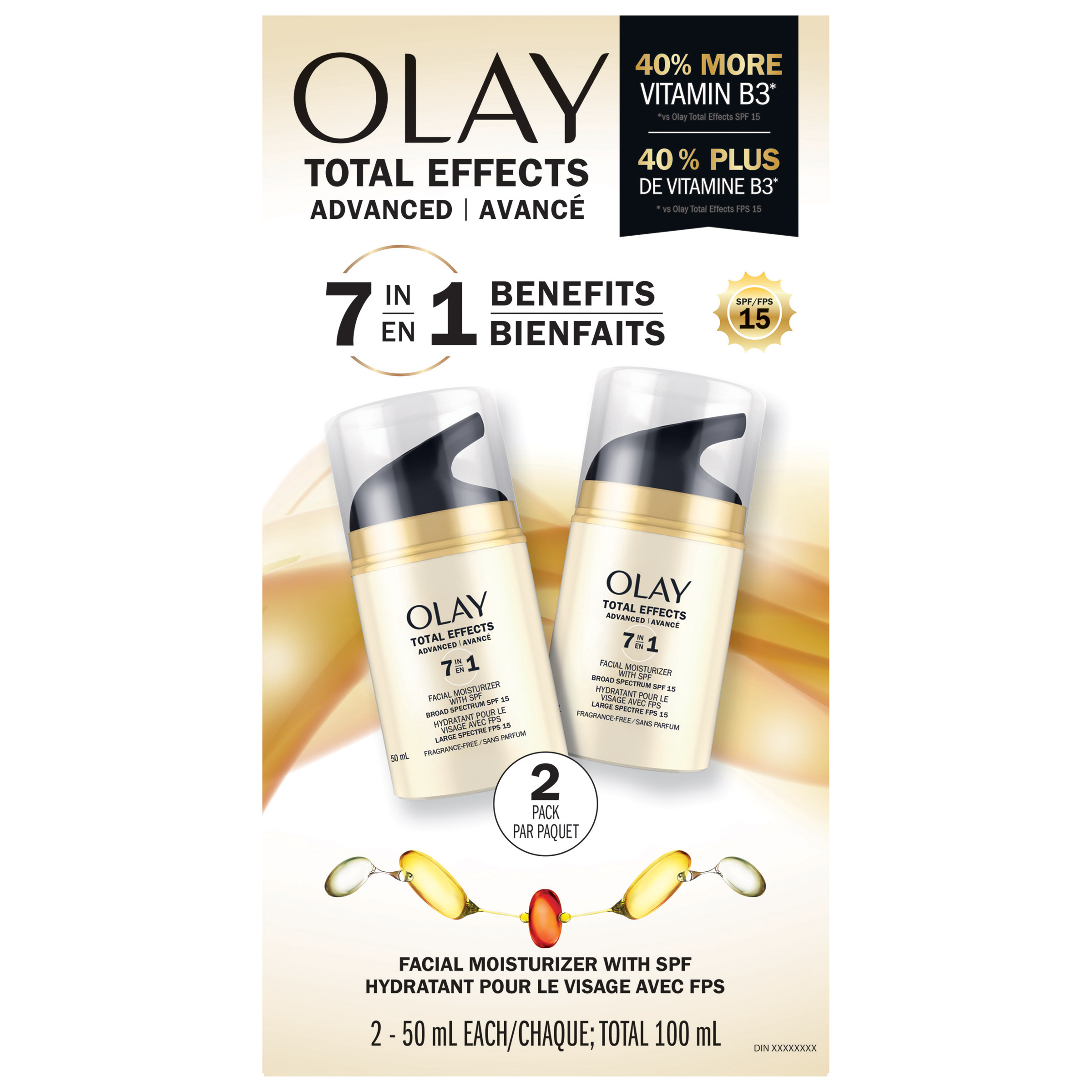 Olay Total Effects Advanced Face Moisturizer, 2 x 50 mL