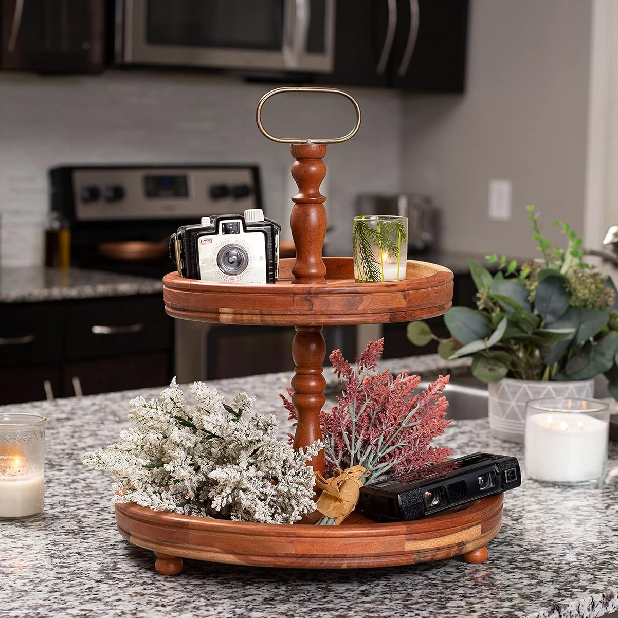 BirdRock Home 2-tier Wood and Metal Farmhouse Serving Tray | Costco