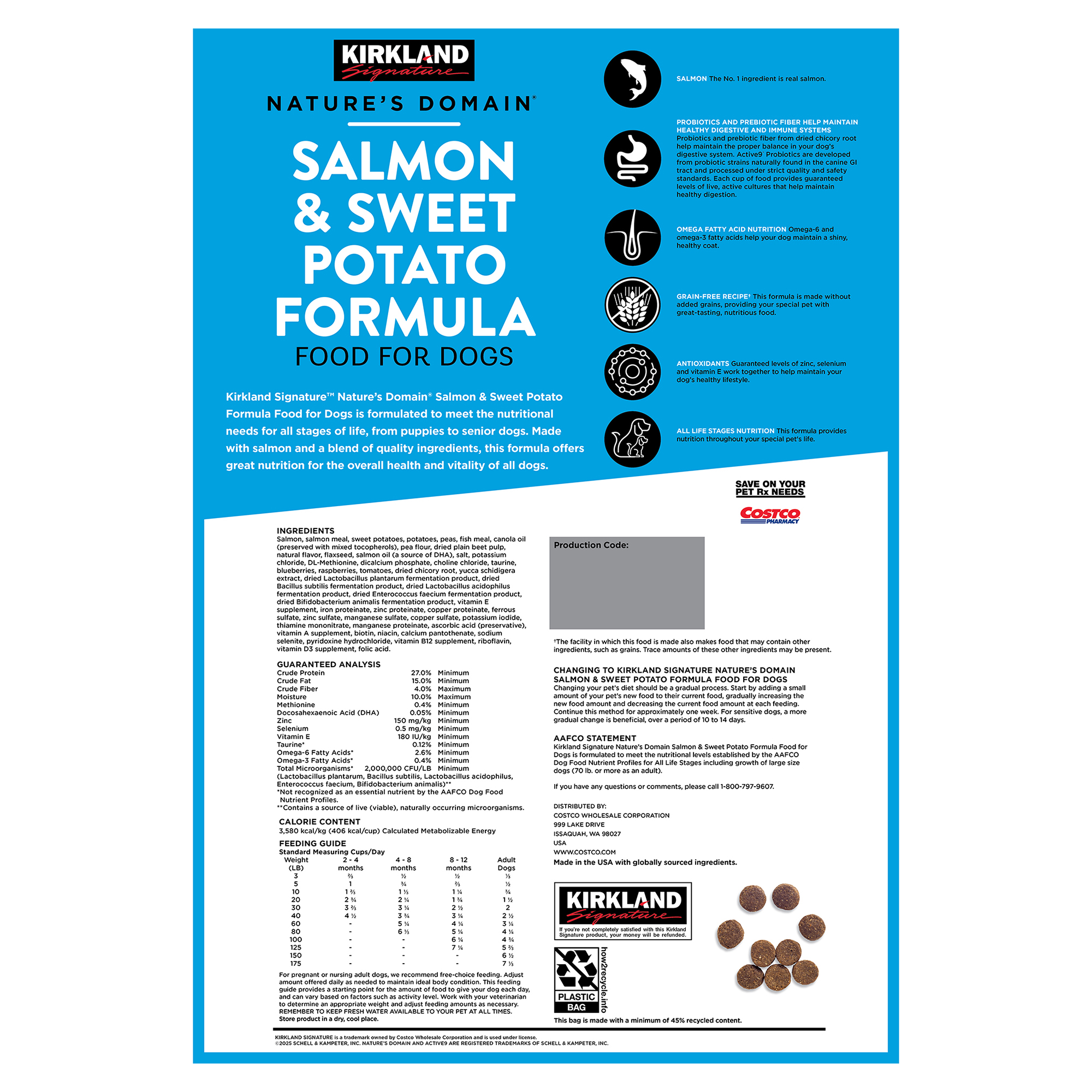 Kirkland Signature Nature's Domain Dog Food, Salmon & Sweet Potato