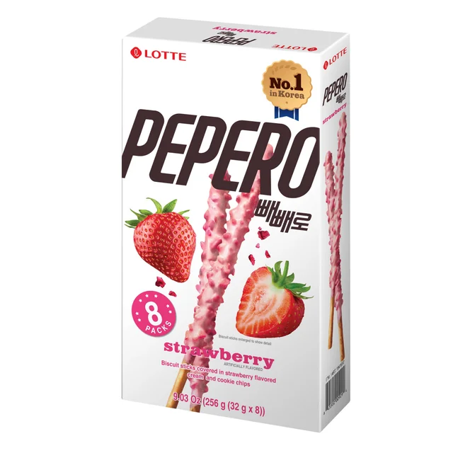 LOTTE STRAWBERRY PEPERO 8/1.12OZ (0.56 LB)