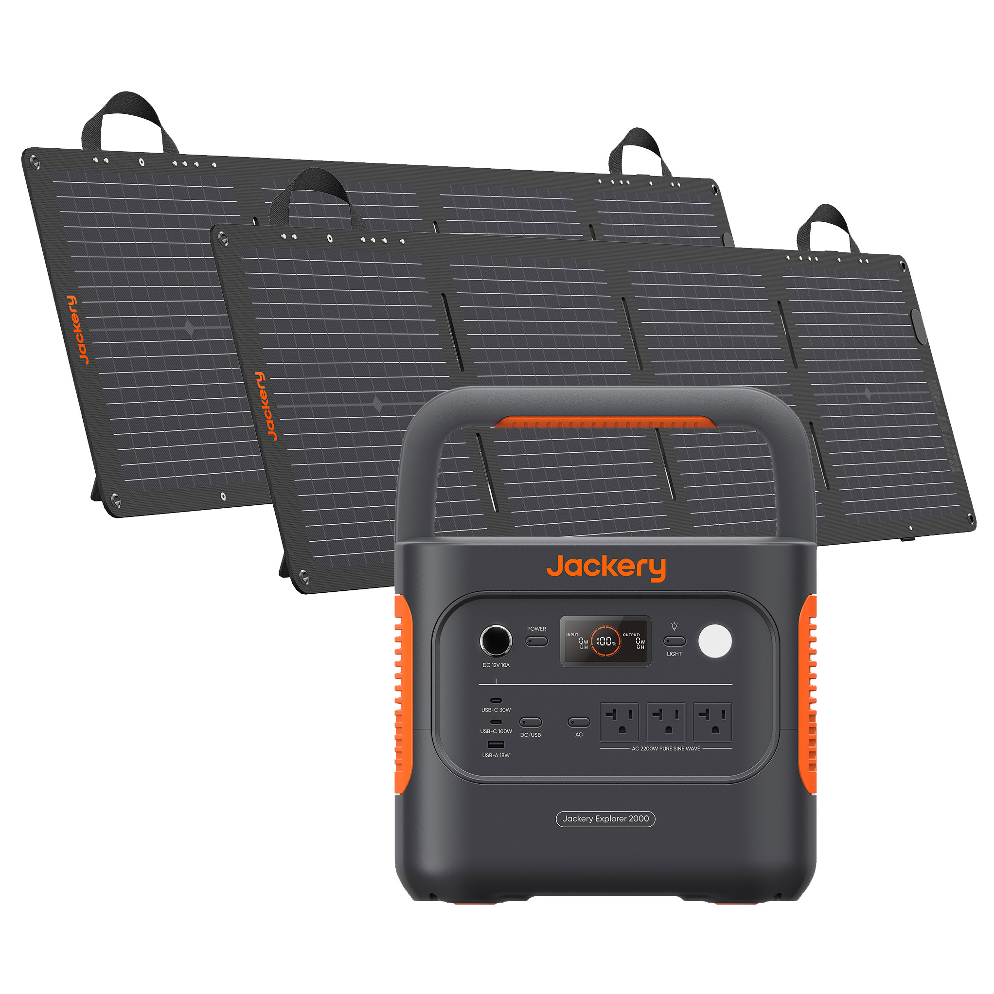 Jackery Explorer 2000 Solar Generator with 2 x 100W Mini Solar Panels