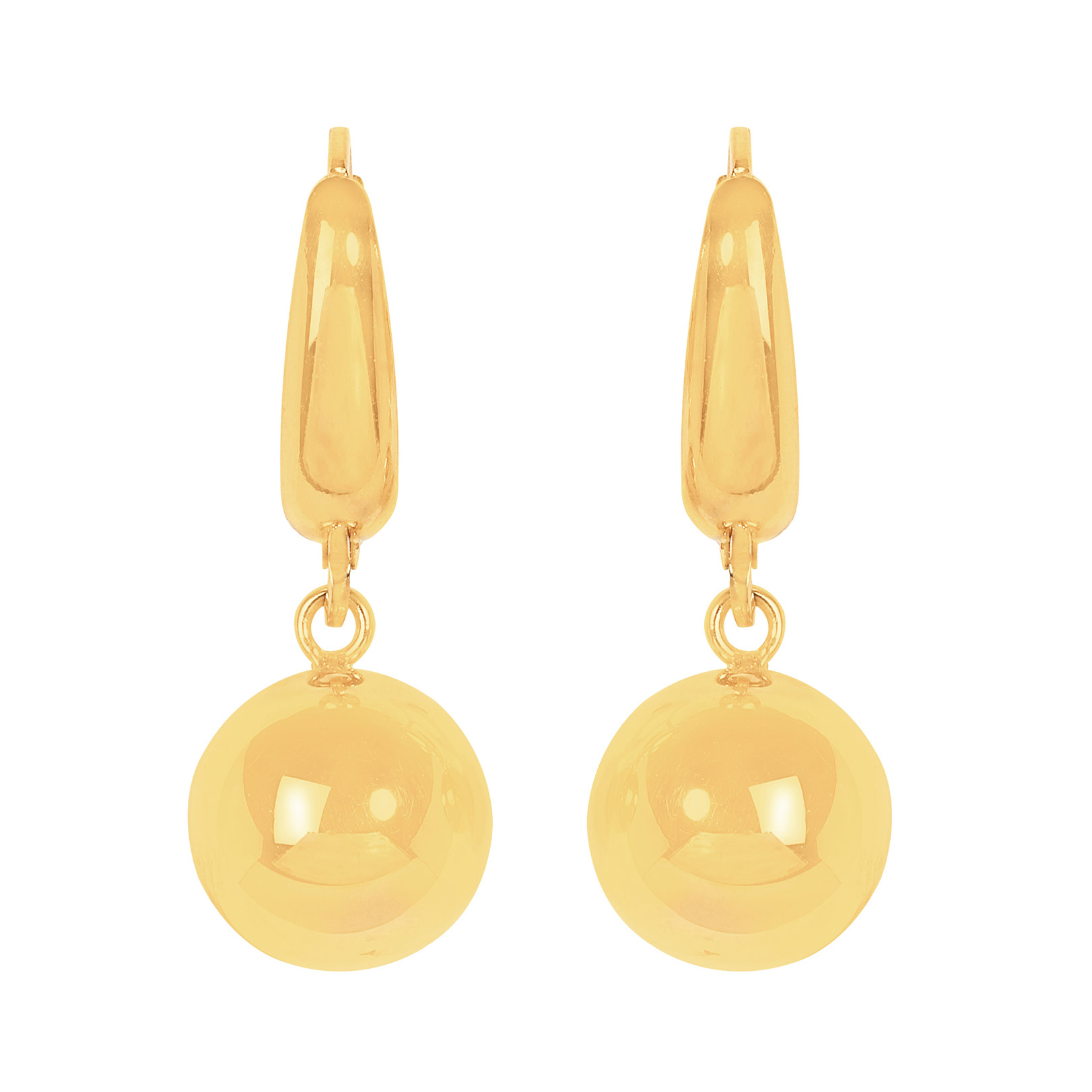 High Polish Bead Dangle Earrings in Yellow Gold | Costco