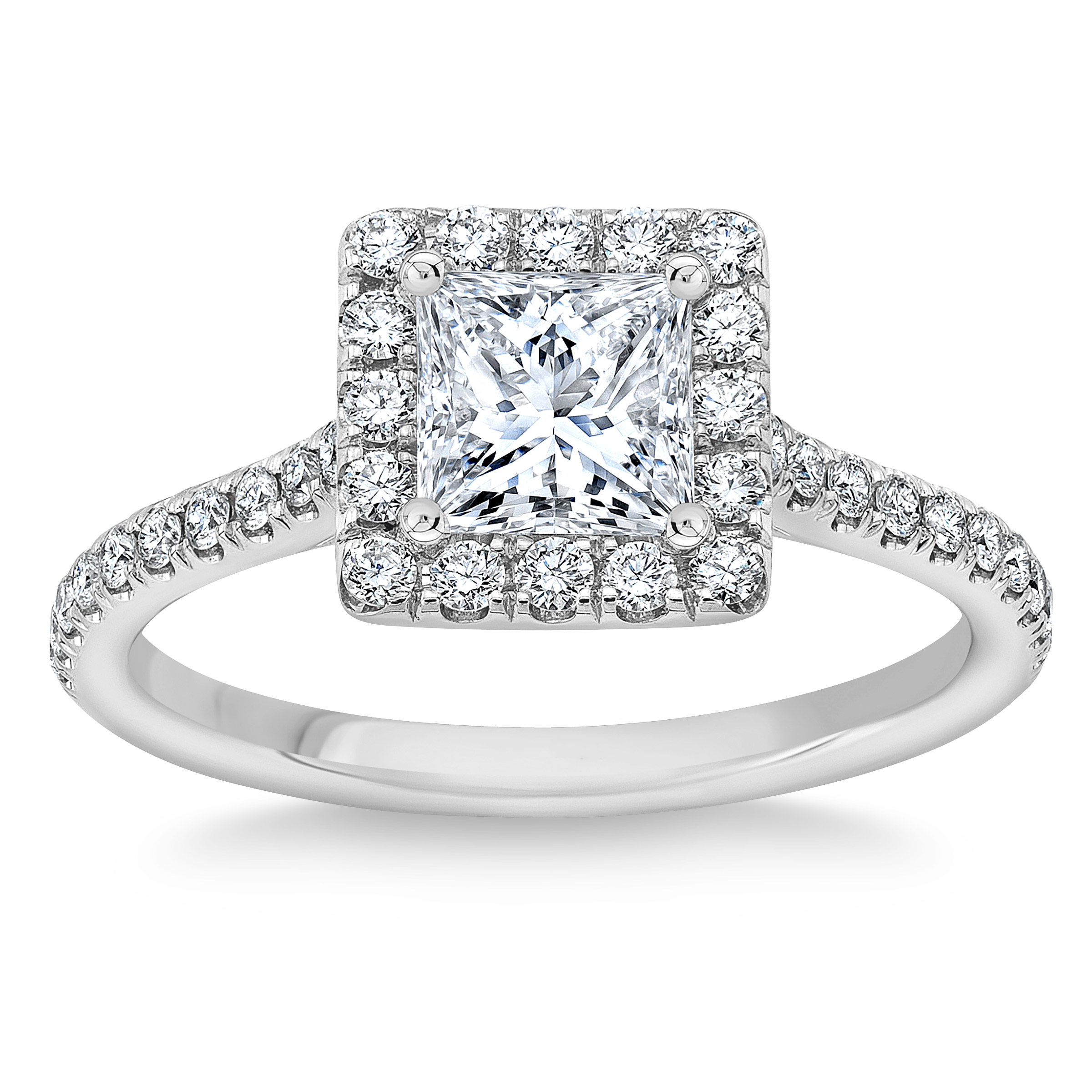 1.44 ctw Princess Cut and Round Brilliant, Clarity VS2, Colour I, Diamond Engagement Ring, size 7