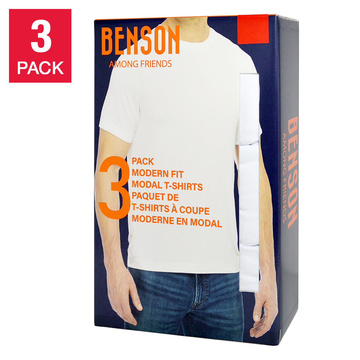 Benson Men's Modal Crew Neck T-Shirt, 3-pack