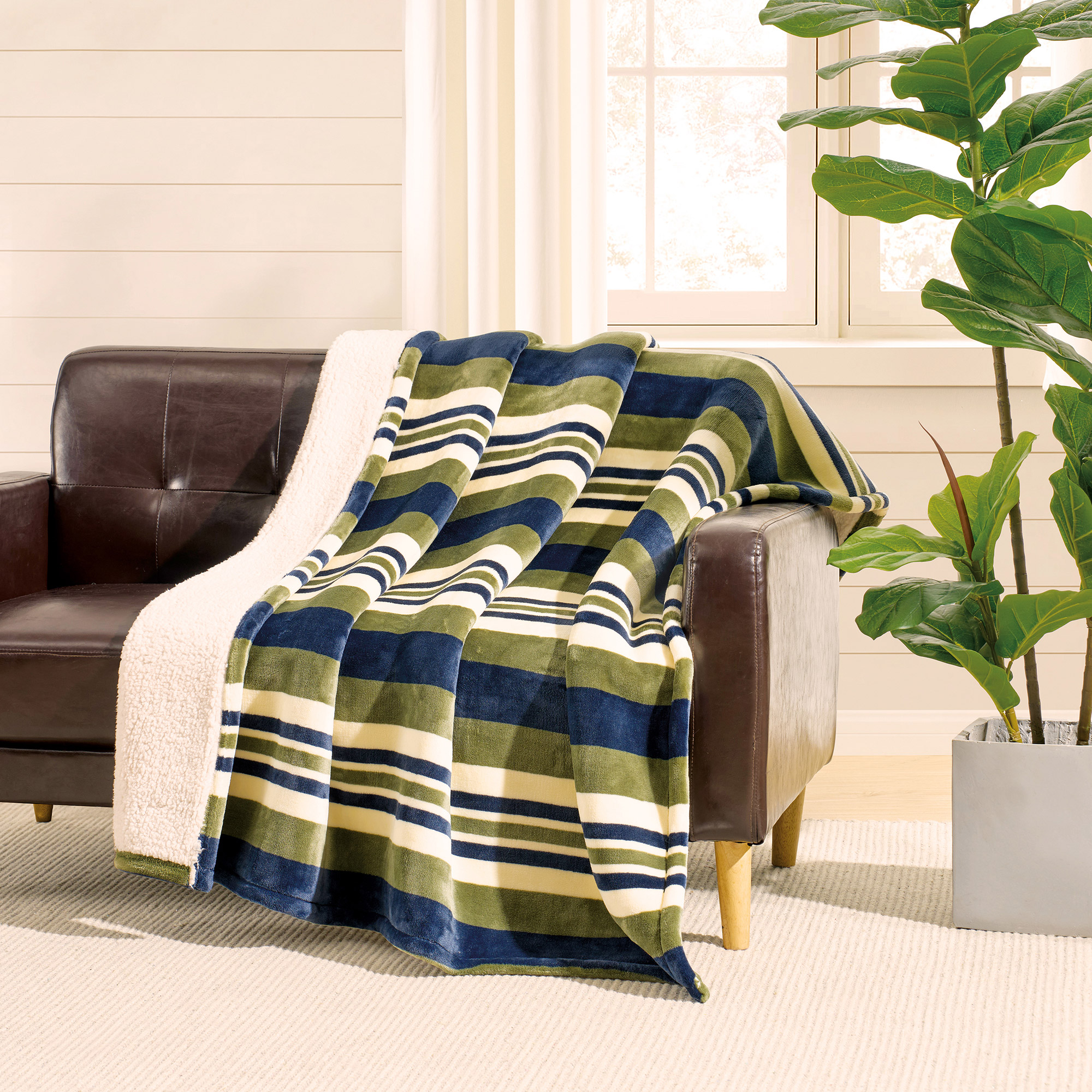 Tommy Hilfiger Luxe Plush Sherpa Throw