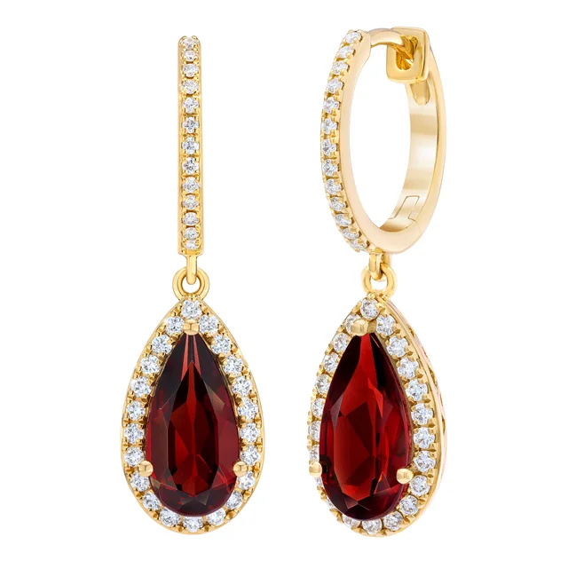 Garnet and Diamond 14kt Yellow Gold Earrings