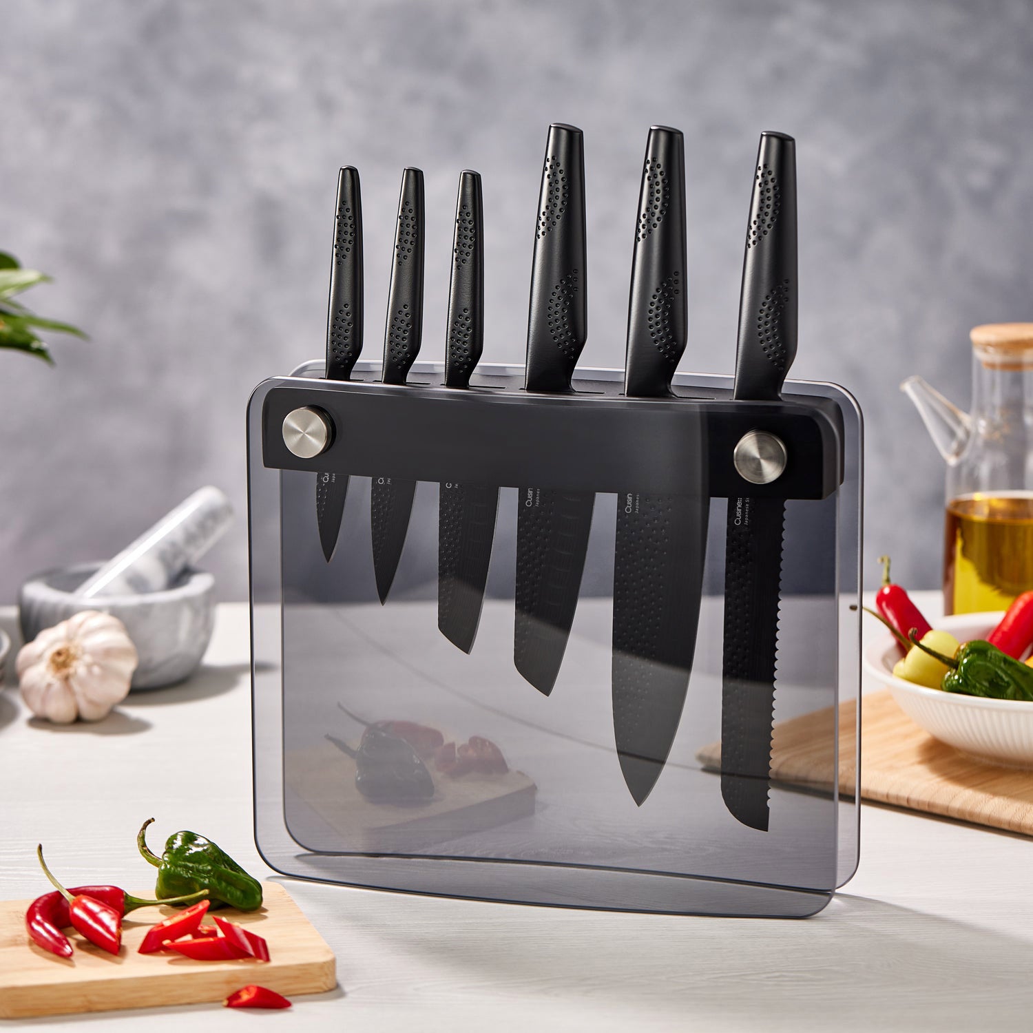 Cuisinepro iD3 Black Samurai Sakai Knife Block Set, 7-piece | Costco
