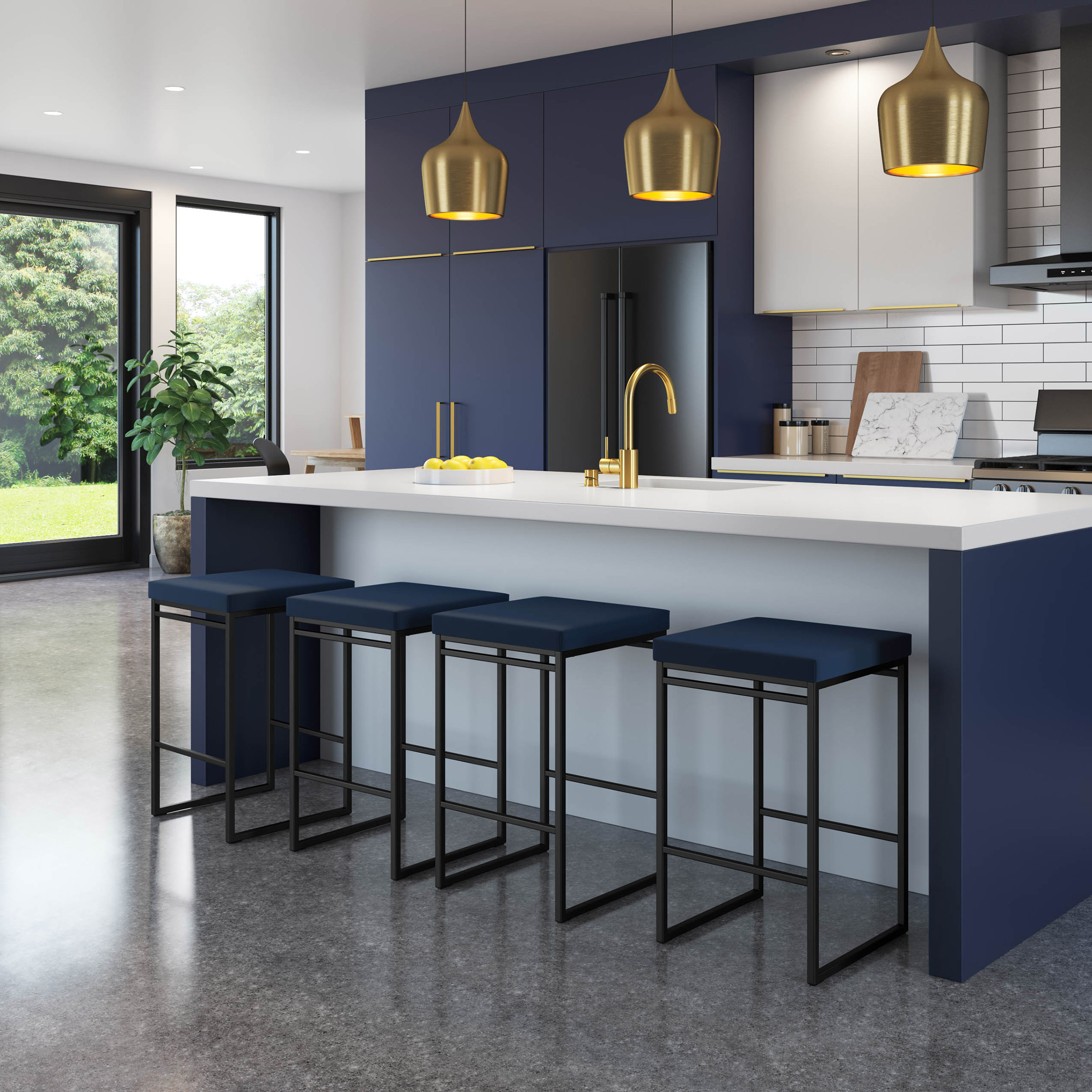 Amisco Easy Modern Counter Stool Blue Seat