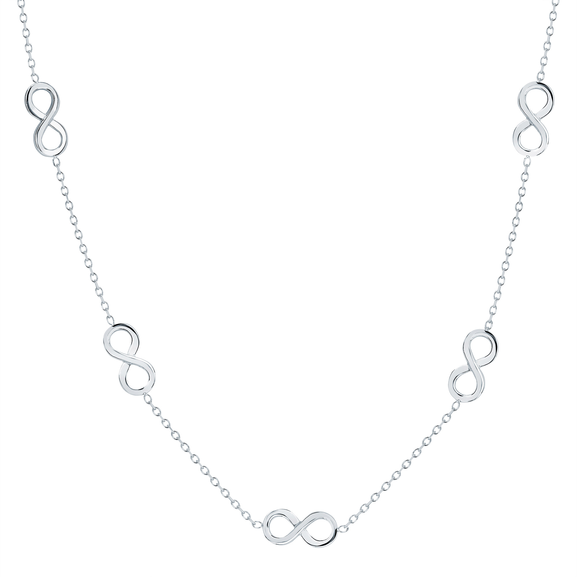 High Polish Infinity Symbol Necklace in White Gold