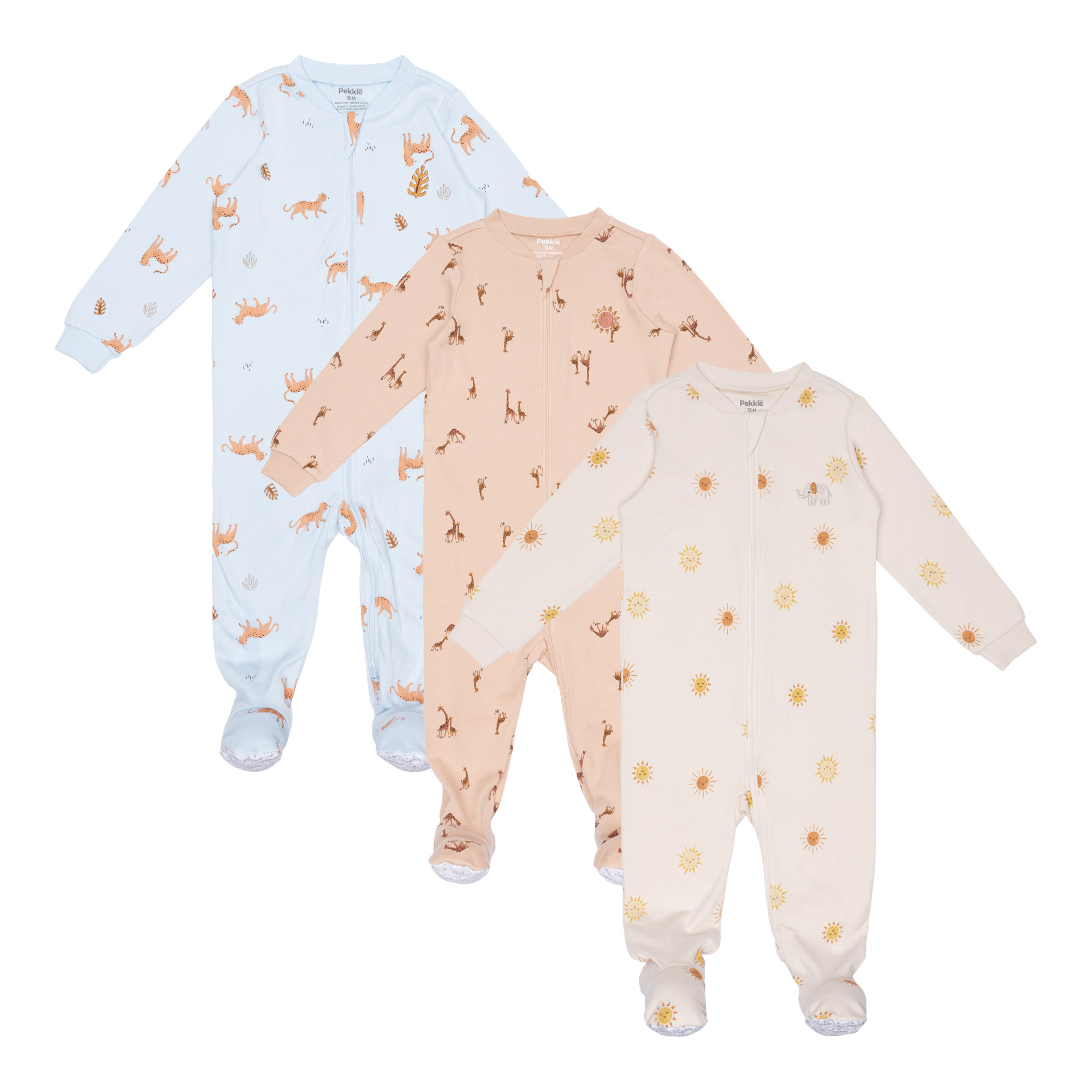 Pekkle Infant Organic Cotton Sleeper, 3-pack