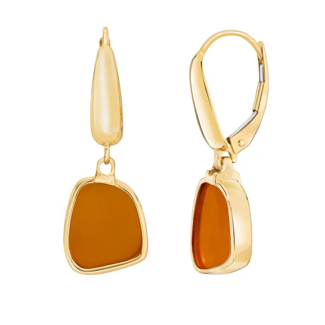 Gemstone 14kt Yellow Gold Dangle Earrings; Carnelian