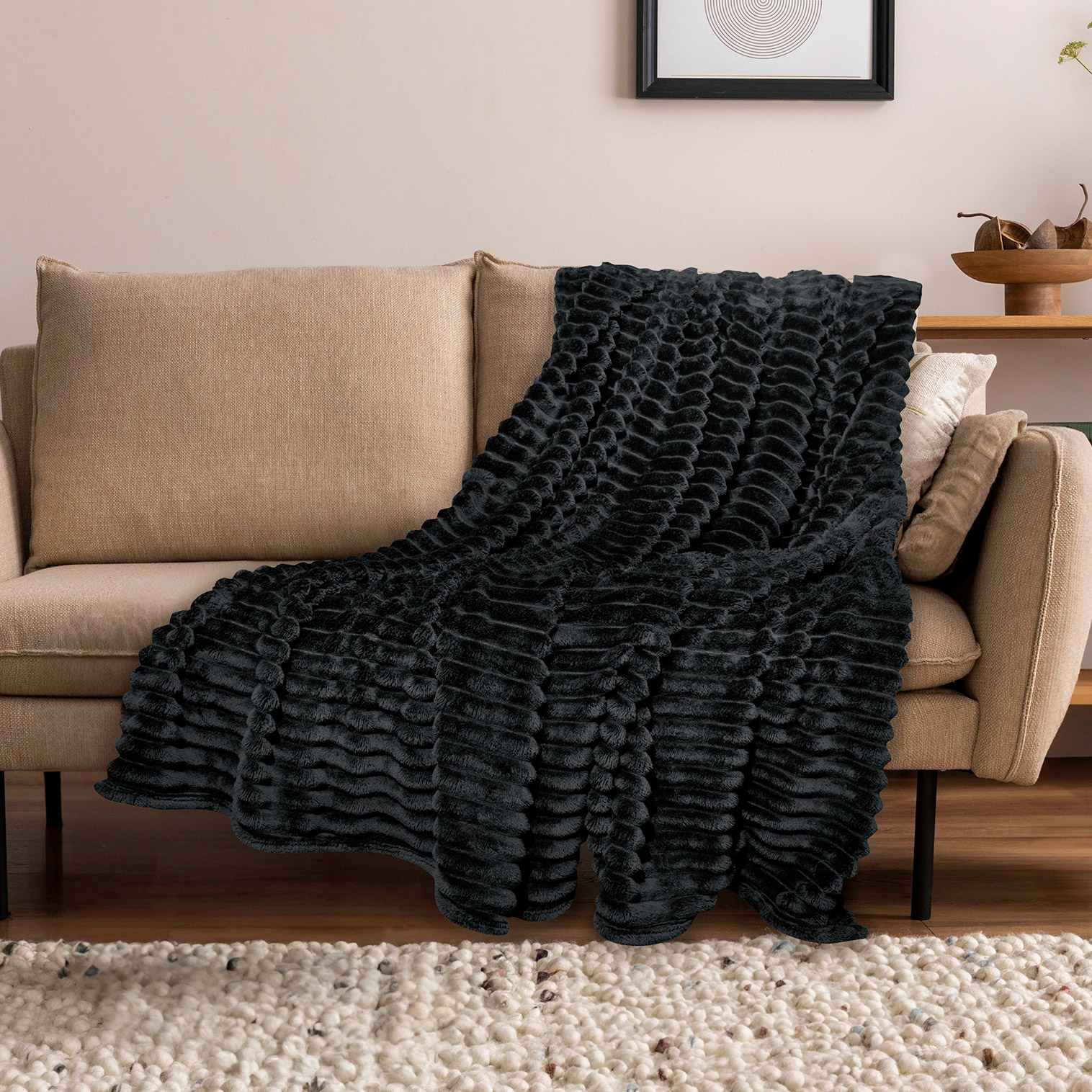 Wide Ribbed Flannel Blanket
