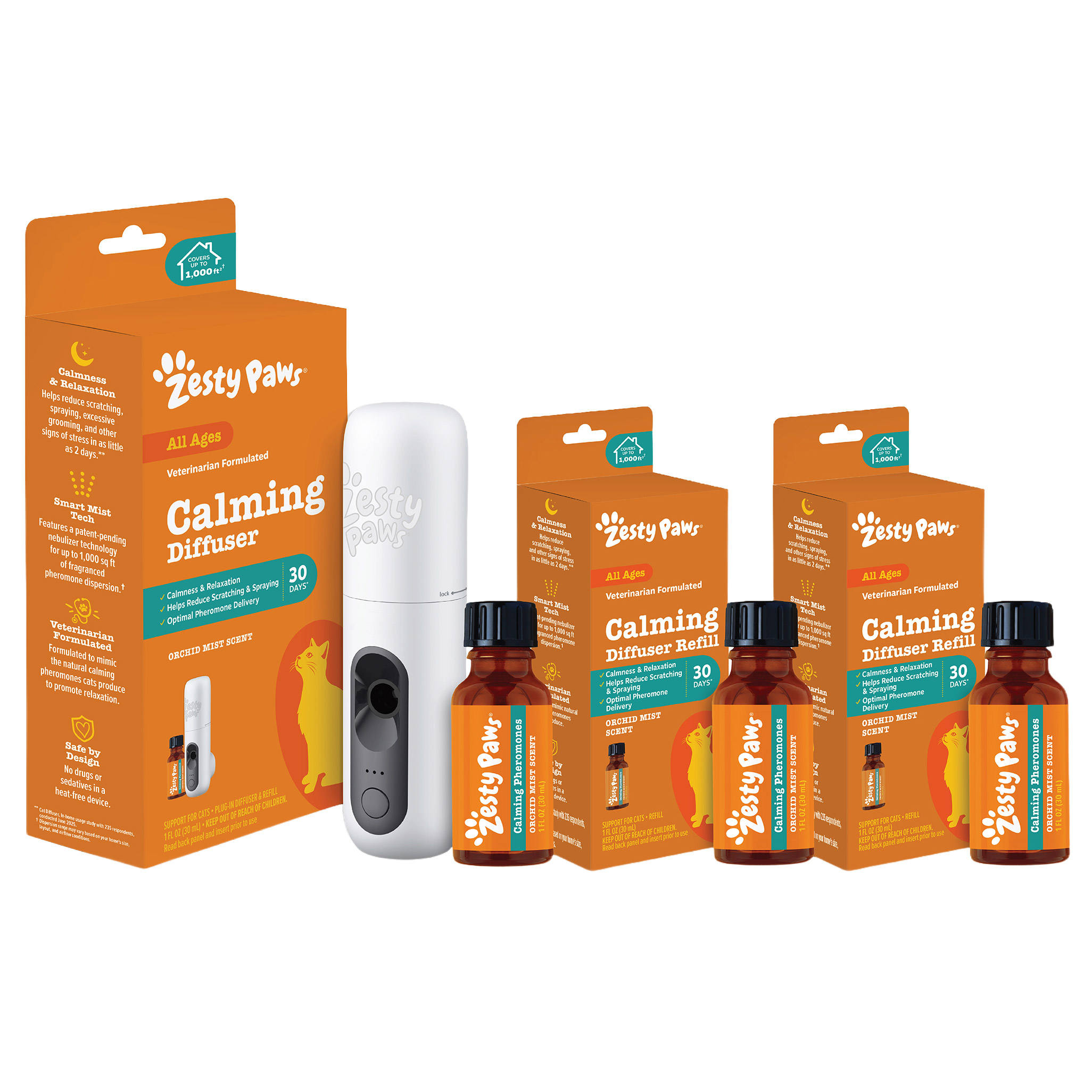 Zesty Paws Calming Diffuser and Refills for Cats, Orchid Mist